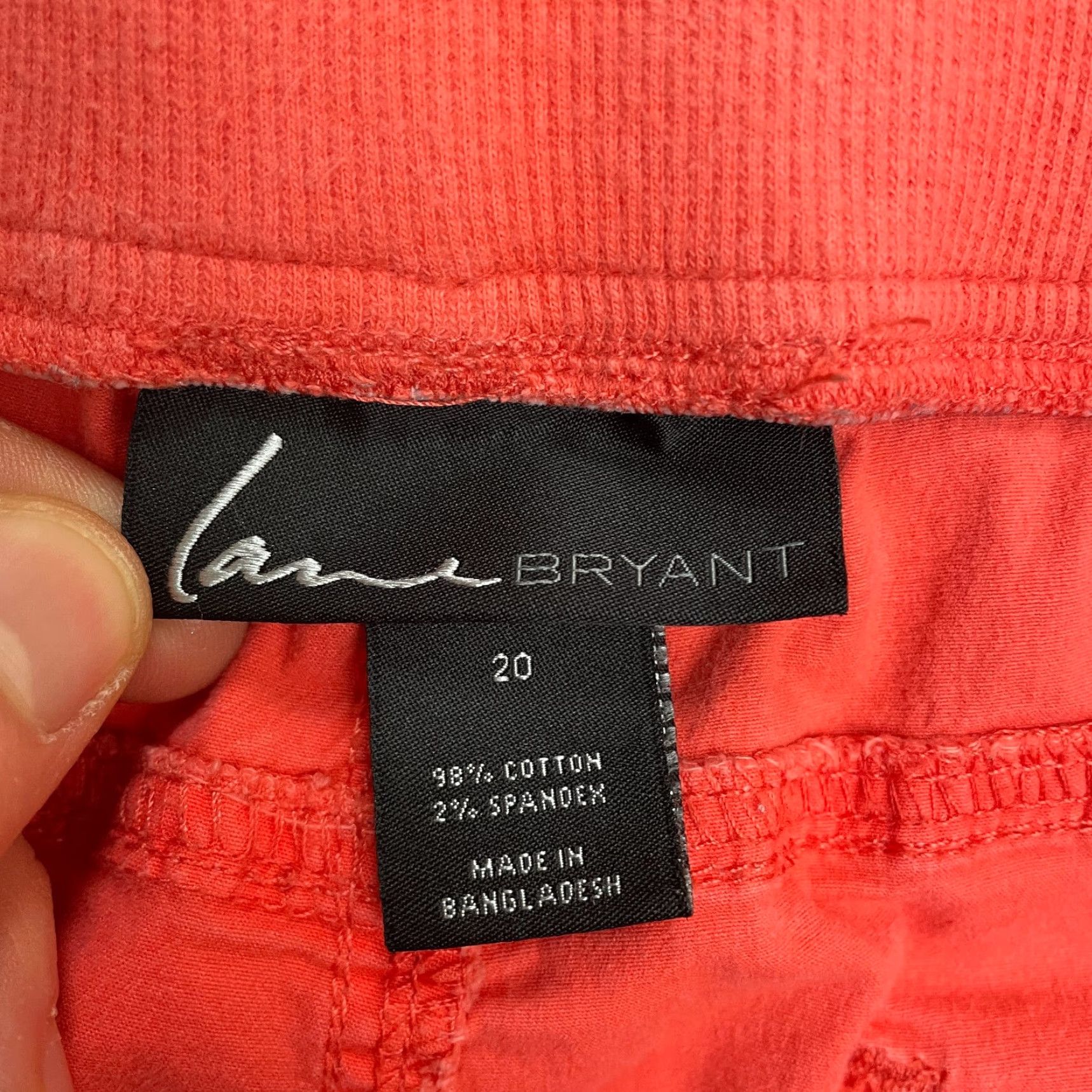 Vintage Lane Bryant Pants Womens 20 Plus Orange Cotton Spandex Regular Straight Knit Button Zip Size 42" / US 20 - 4 Thumbnail
