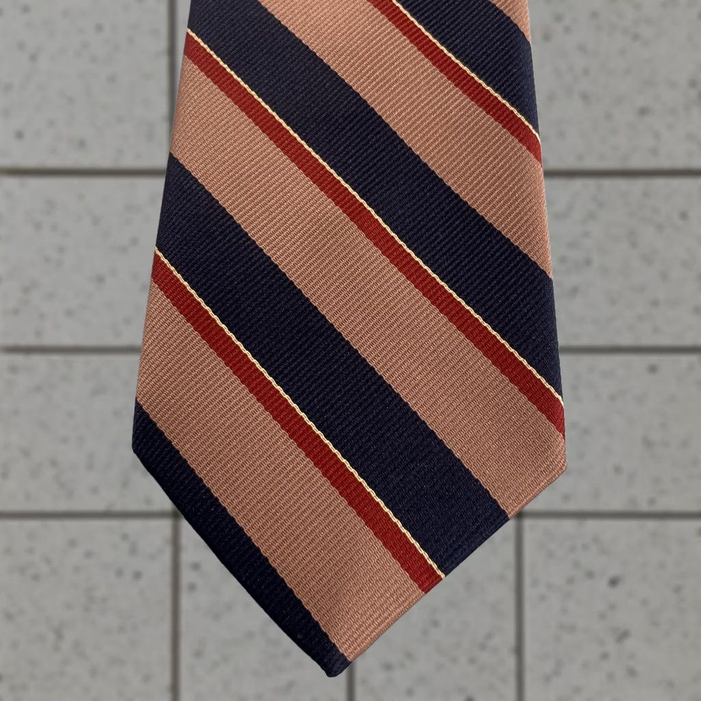Vintage vtg Angelo Correlli Repp Tie Men Brown Blue Red Stripe Italy Capsule 3x56 Cap 60s 70s Adjustable Handmade Polyester Vintage Surrey Mens Size ONE SIZE - 1 Thumbnail