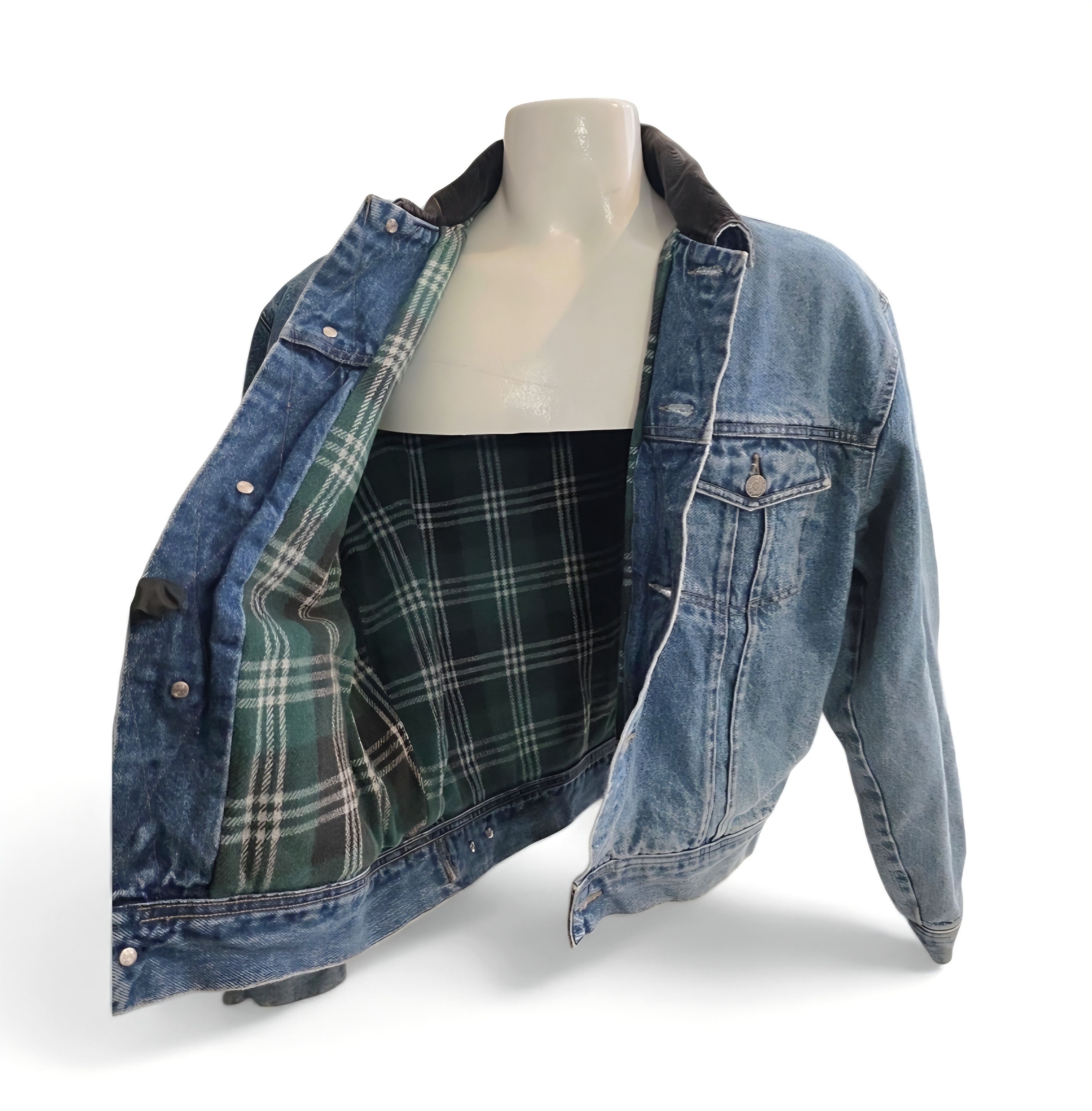 Gap GAP Vintage Denim Jacket Corduroy Collar Plaid Flannel Size US M / EU 48-50 / 2 - 1 Thumbnail