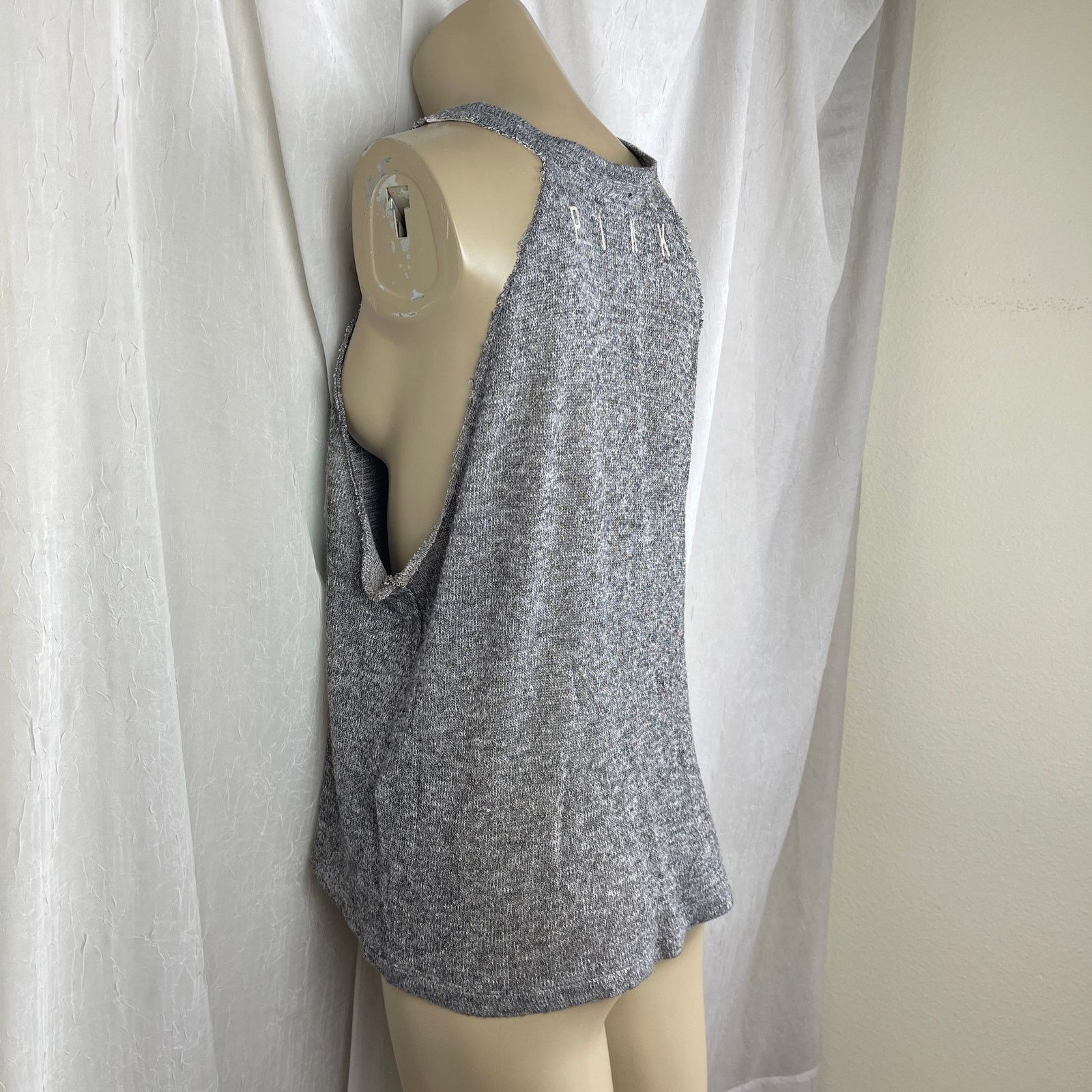 Pink Victoria’s Secret PINK Gray Slouchy Sheer Tank Top Sequins Size M / US 6-8 / IT 42-44 - 12 Thumbnail
