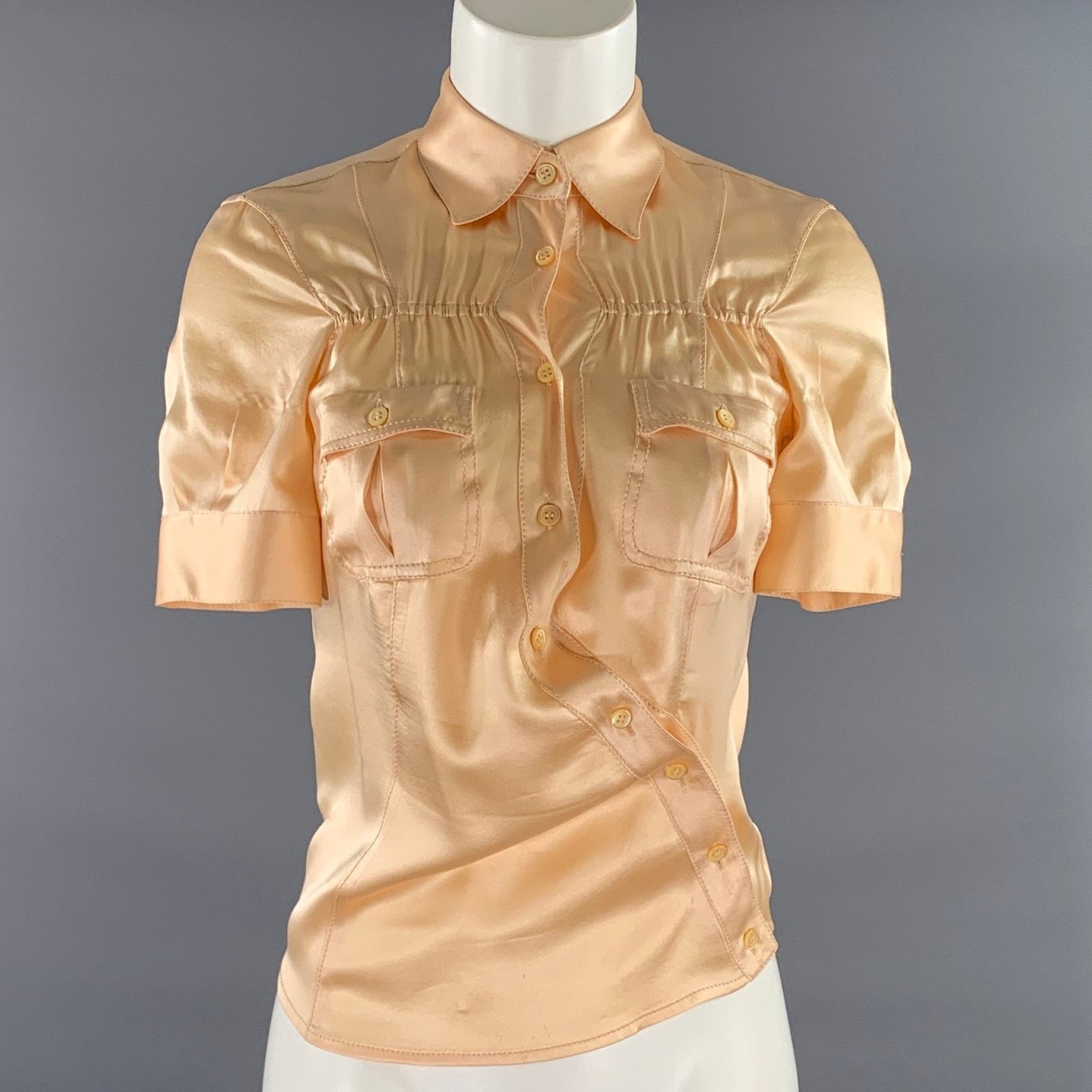 Prada PRADA Size 4 Orange Silk Short Sleeve Blouse Size S / US 4 / IT 40 - 1 Thumbnail