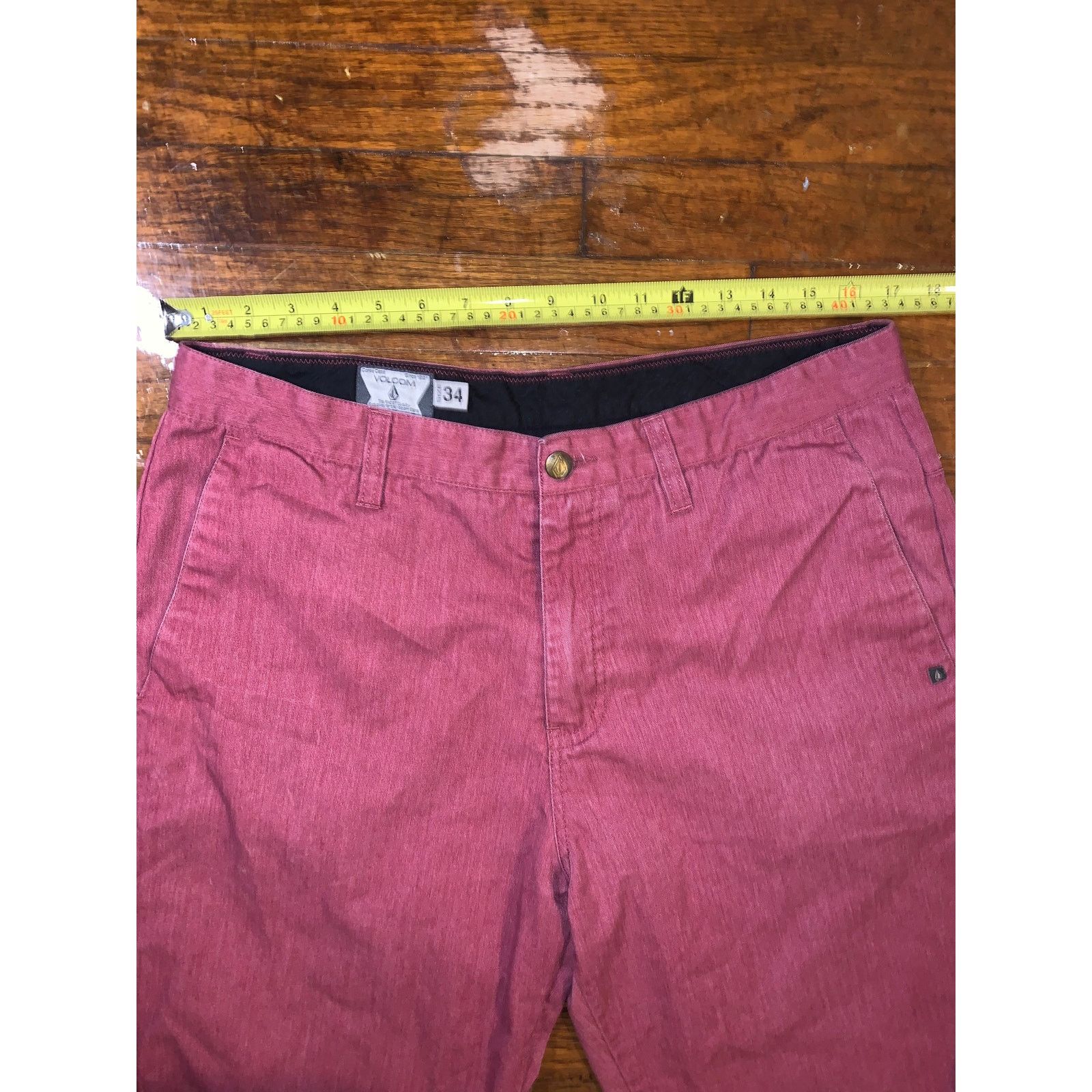 Volcom Volcom Men's Size 34 Chino Shorts Red Pink Flat Front Size US 34 / EU 50 - 5 Thumbnail
