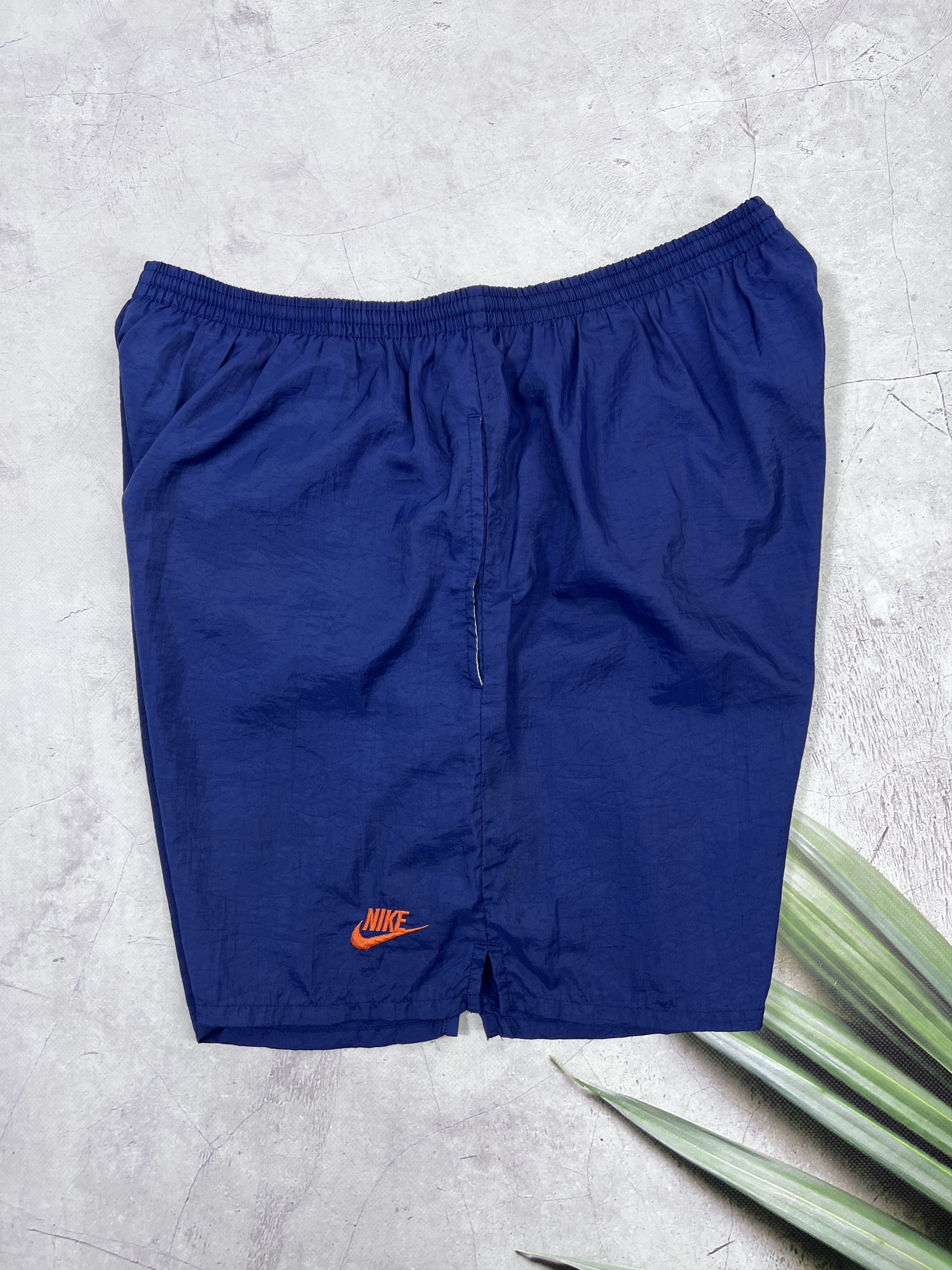 Nike × Vintage Vintage Nike Shorts Swoosh Logo Dark Blue Size US 36 / EU 52 - 4 Thumbnail