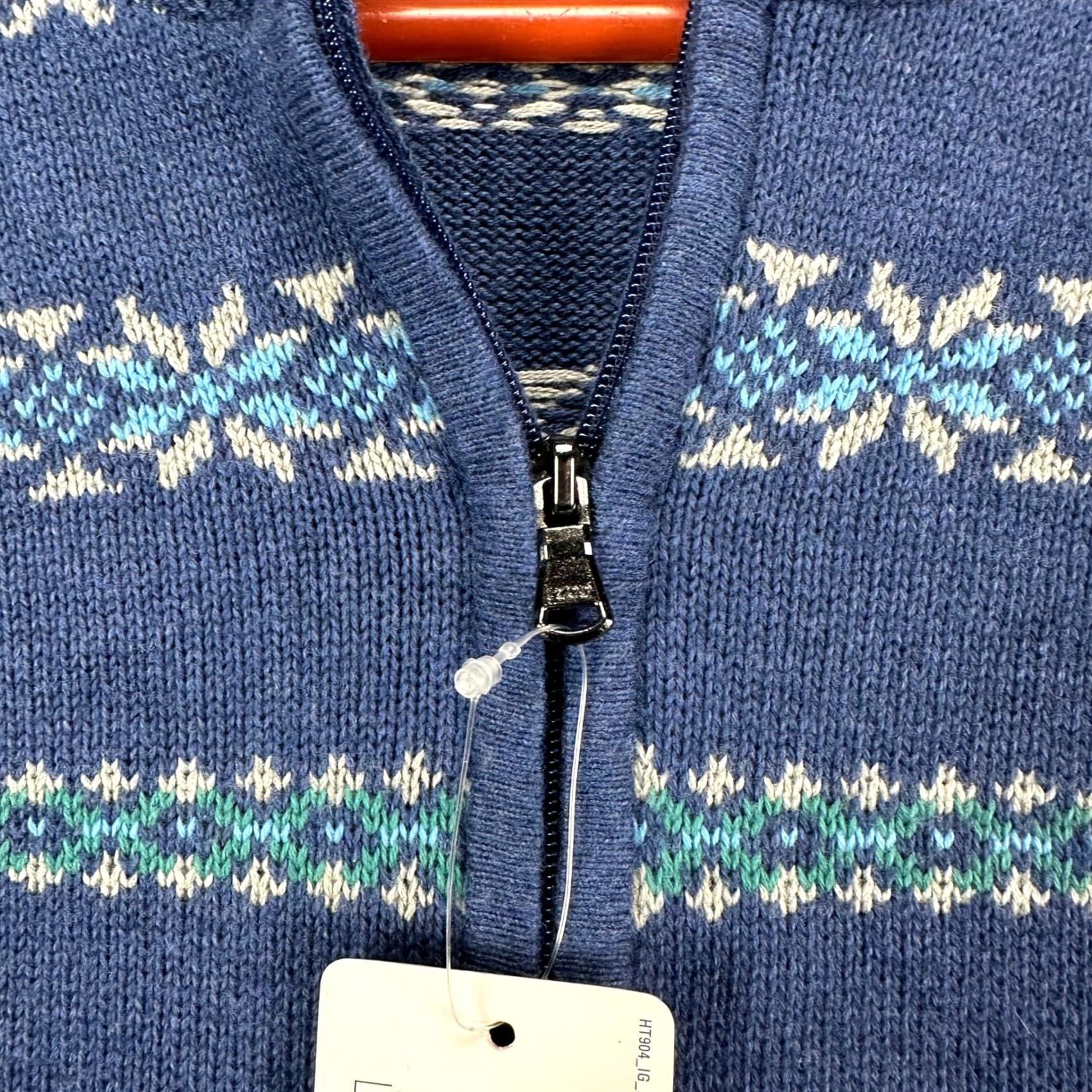 Izod VINTAGE? Izod Sweater Pullover Mens 2XL Blue Knit Geometric Quarter Zip Long Sleeve NEW Size US XXL / EU 58 / 5 - 7 Thumbnail