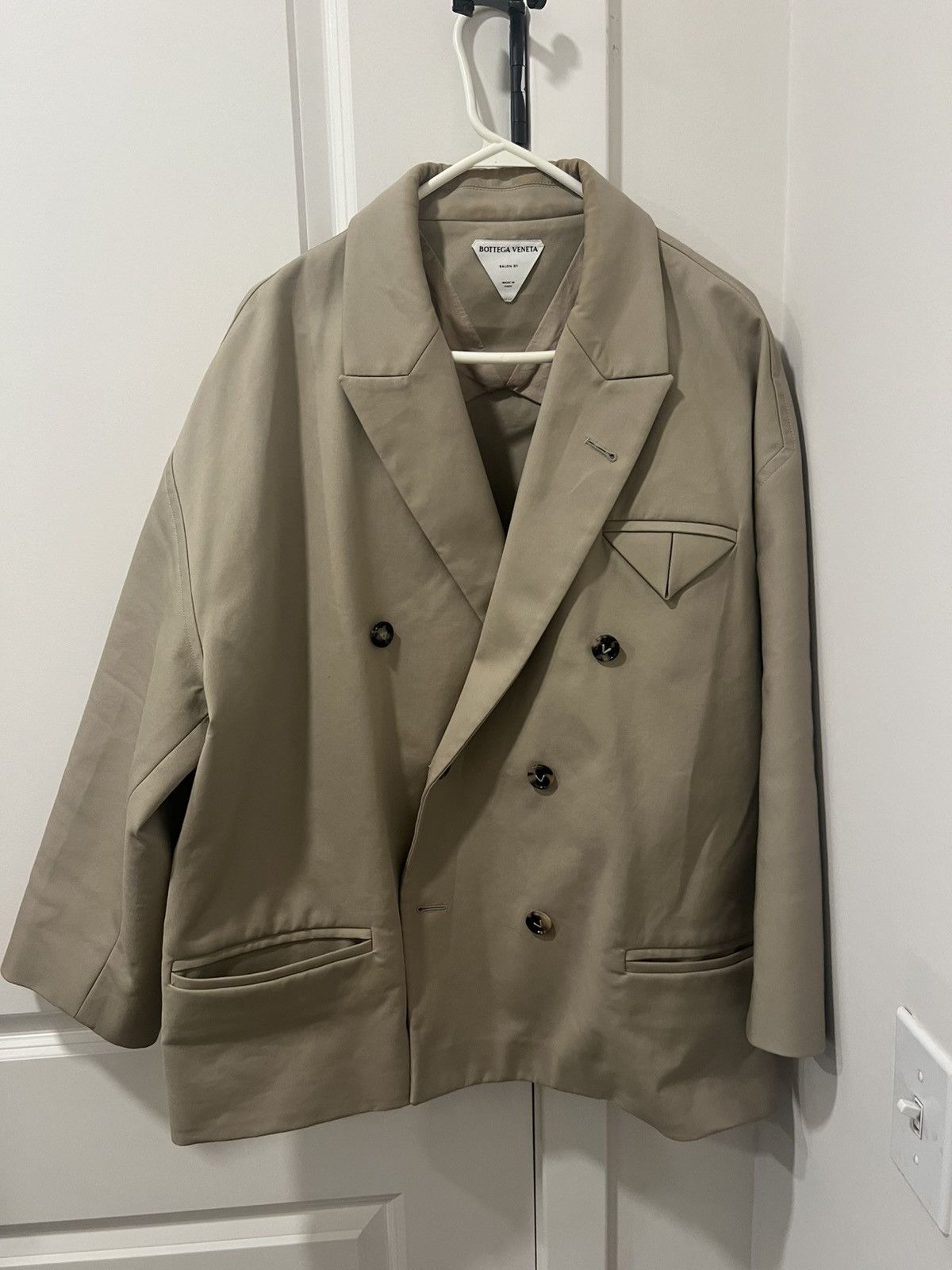 Bottega Veneta Bottega Veneta Cropped Khaki Double Breasted Blazer Size 40S - 1 Thumbnail