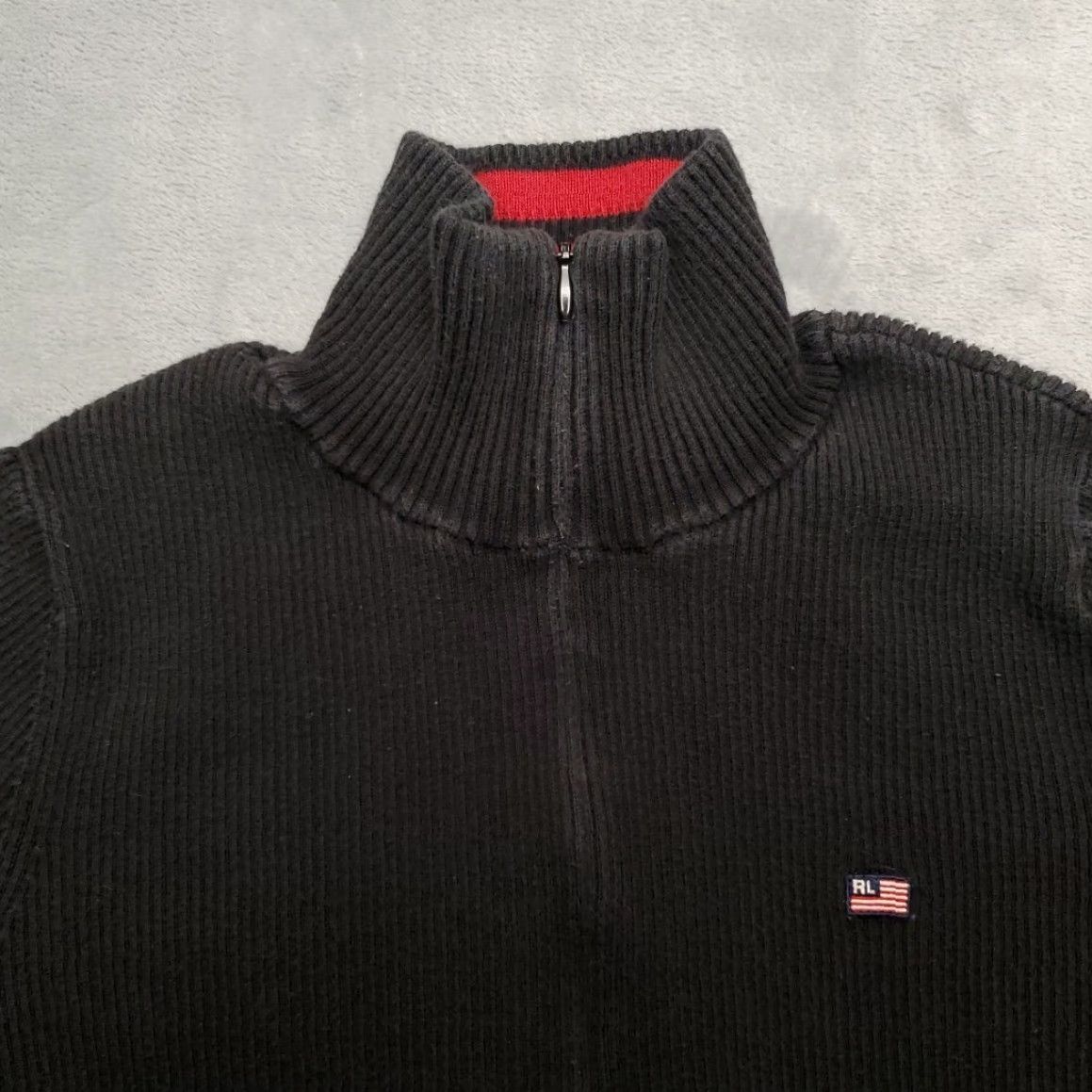 Ralph Lauren VINTAGE Ralph Lauren Polo Jeans Sweater Womens M 1/4 Zip Ribbed Stretch Black Cardigan Knit Cotton Blend All Seasons Pockets Solid Casual Womens Size M / US 6-8 / IT 42-44 - 3 Thumbnail