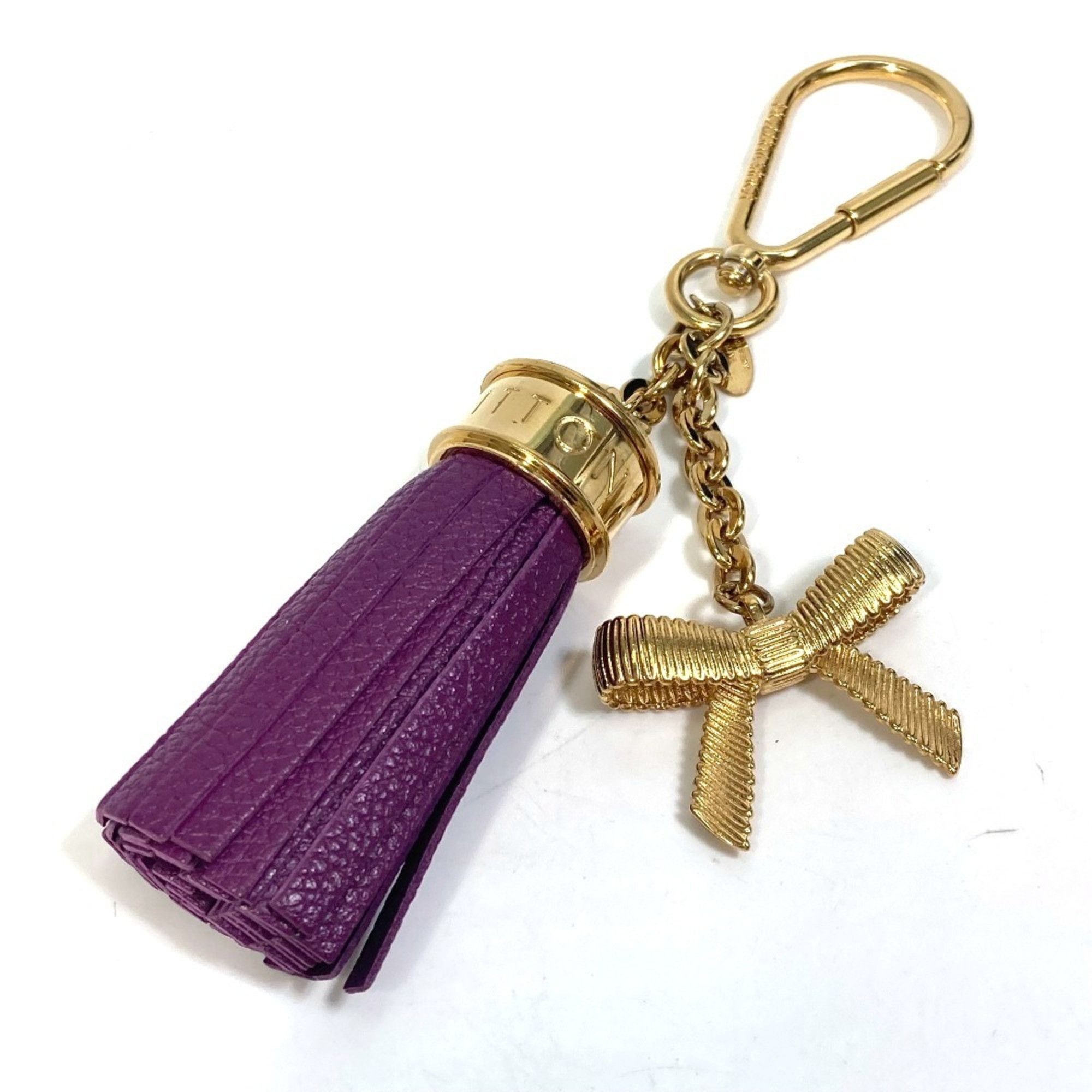 Louis Vuitton LOUIS VUITTON M65124 Tassel Ribbon Key Ring Bag Charm Keychain Leather Women's Purple Size ONE SIZE - 1 Thumbnail