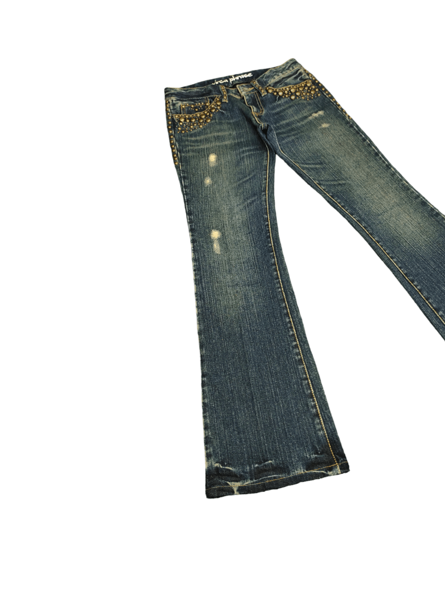 Hysteric Glamour Flare Jeans Virca Phrase Studded Denim Boot Cut Y2k Goa Size US 28 / EU 44 - 3 Thumbnail