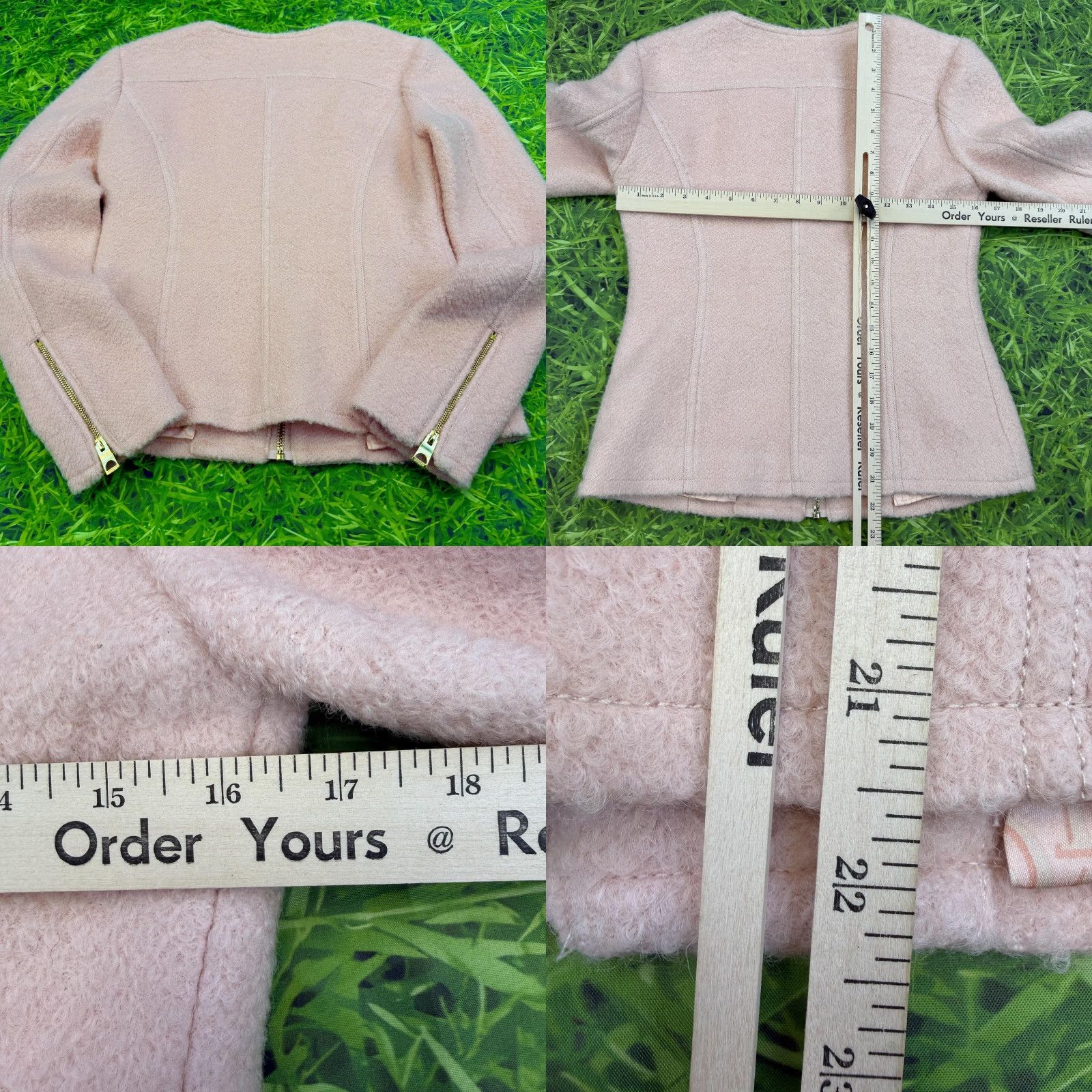 Guess Guess Jacket Womens Small Pink Wool Blend Moto Biker Gold Zipper Lined Coat Size S / US 4 / IT 40 - 9 Thumbnail