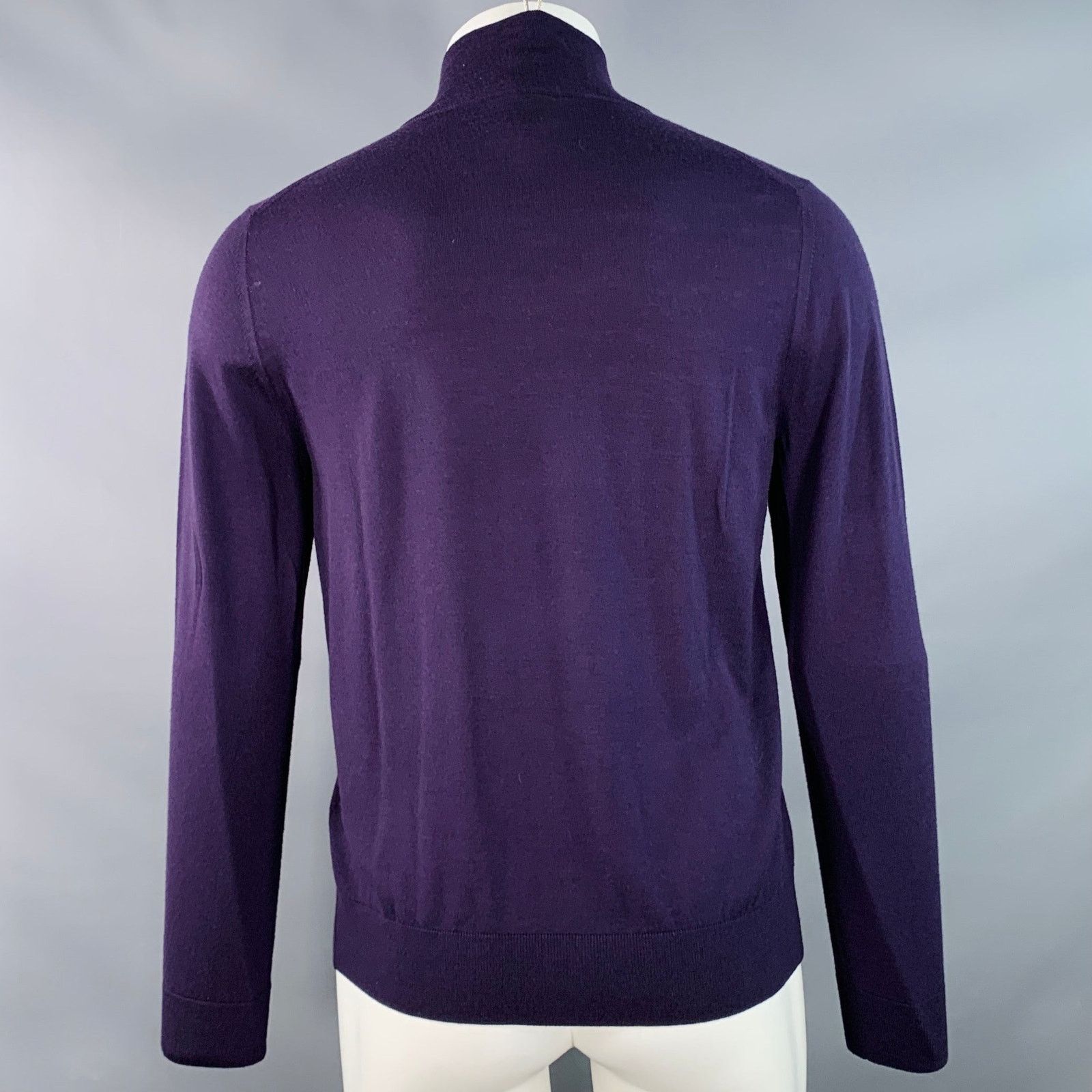 Paul Smith PAUL SMITH Size M Purple Merino Wool Zip Up Cardigan Size US M / EU 48-50 / 2 - 3 Thumbnail