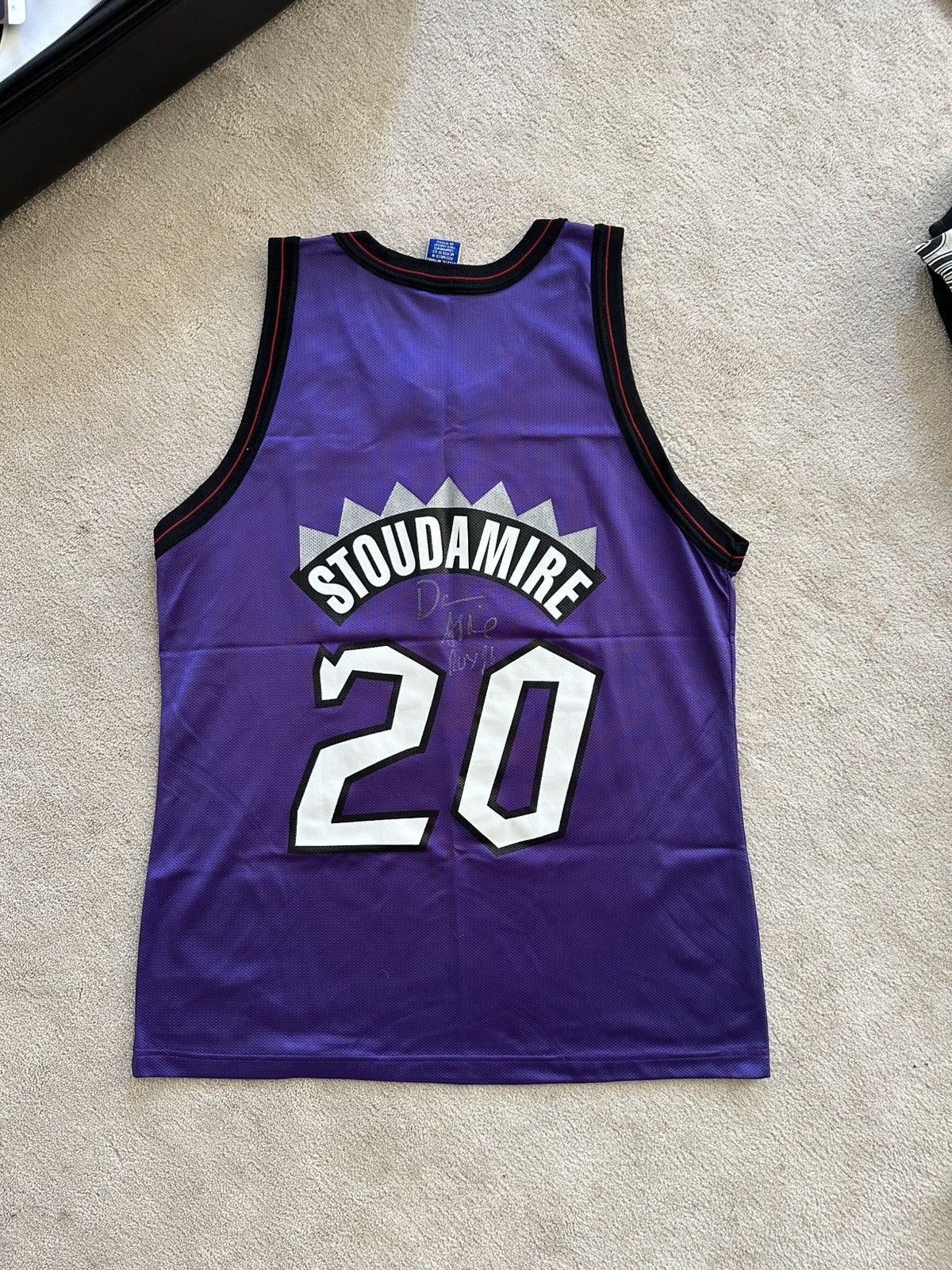 Champion × NBA × Vintage 90s Toronto Raptors Damon Stoudamire Signed Champion Jersey Size US L / EU 52-54 / 3 - 5 Thumbnail