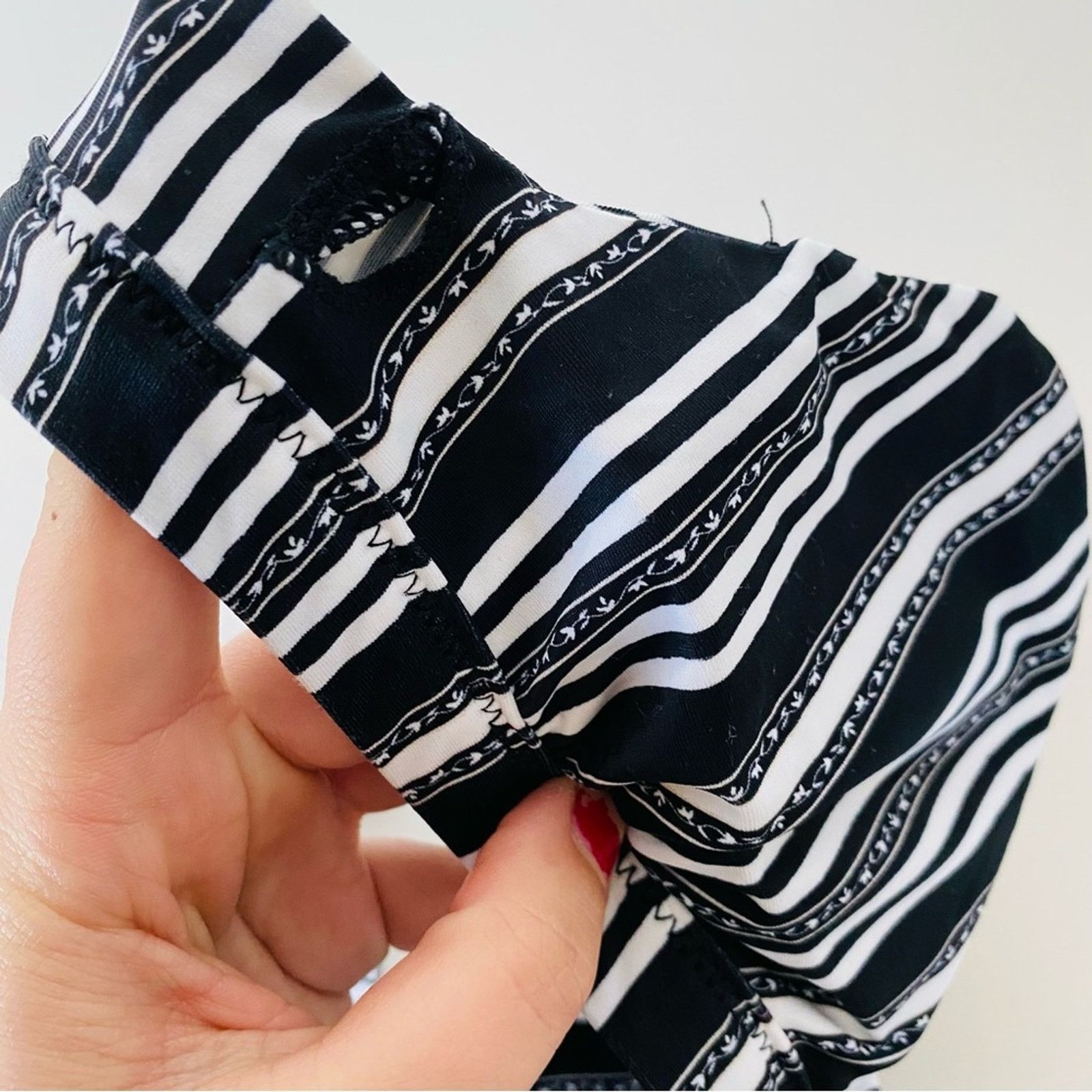 Anthropologie AMUSE SOCIETY Black White Stripe Triangle Top Bikini Swim Size ONE SIZE - 11 Thumbnail