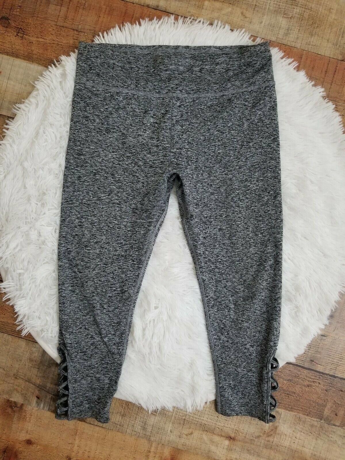 Designer Workout Leggings Medium Heathered Gray Lace Up Sides Size 32" / US 10 / IT 46 - 1 Thumbnail