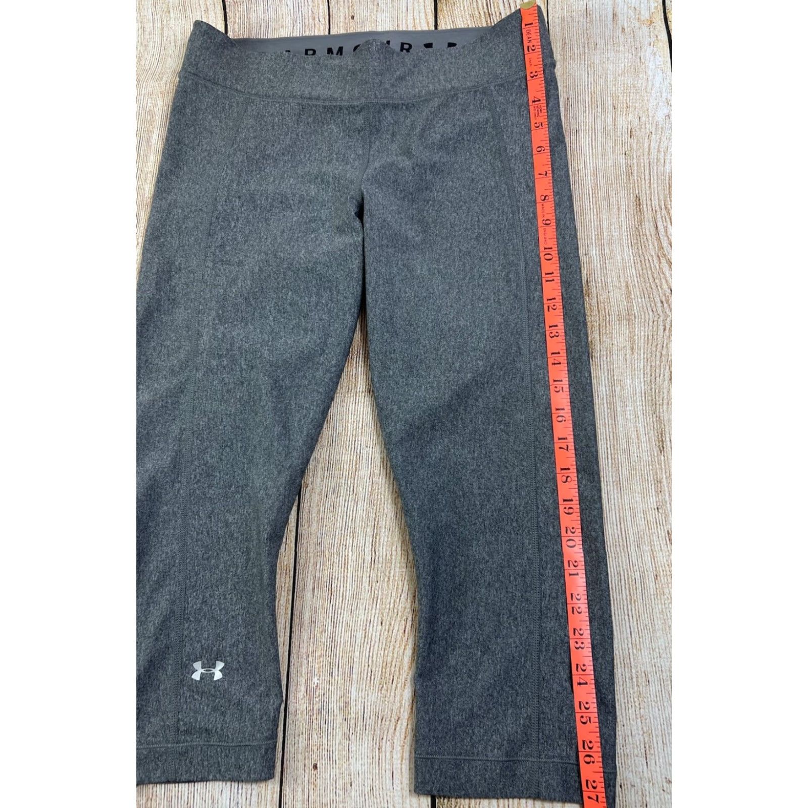 Under Armour Under Armour HeatGear Capris Pants Women L Charcoal Grey Compression Elastic Waist Skinny Size 36" / US 14 / IT 50 - 2 Thumbnail