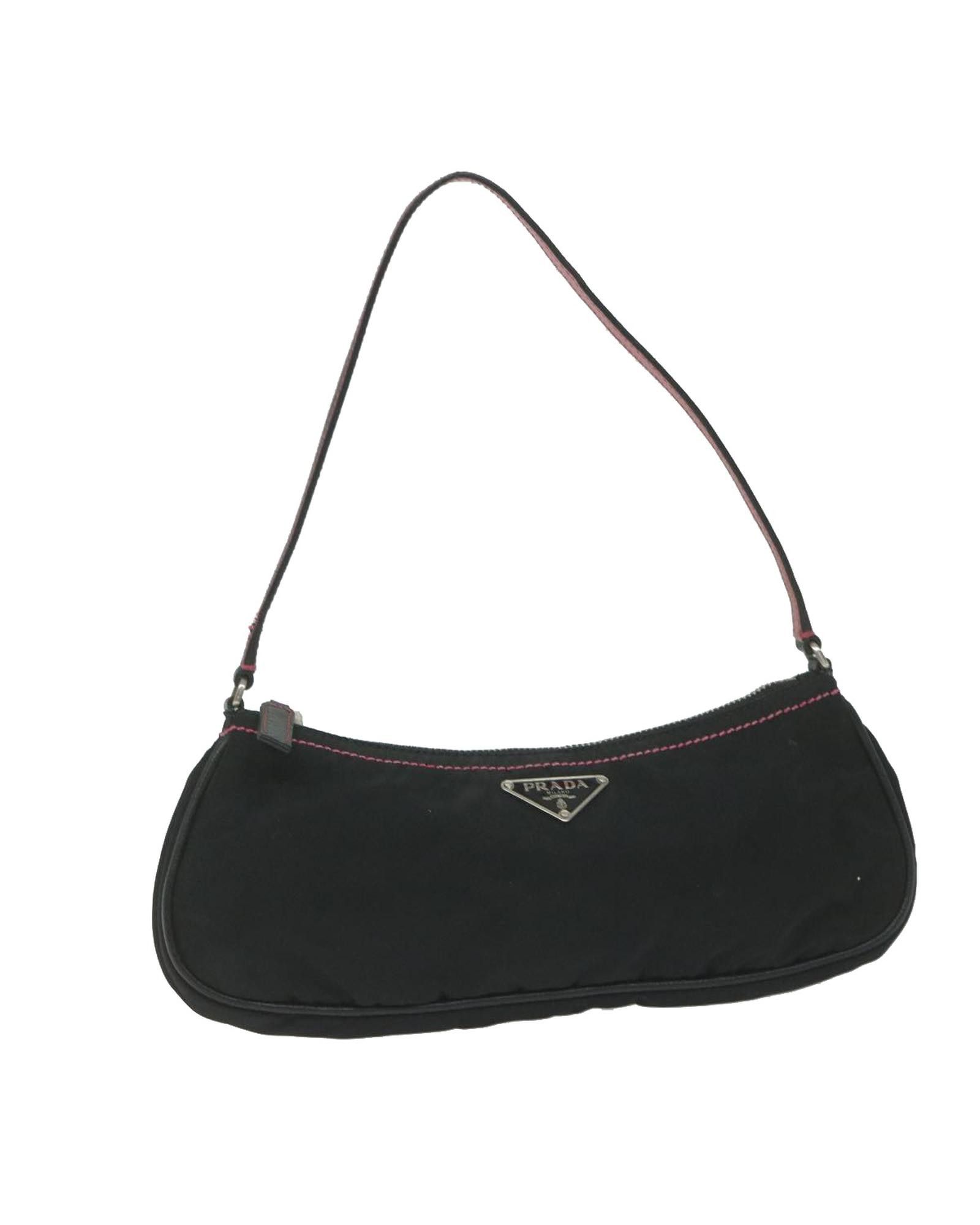 image of Prada Black Nylon Accessory Pouch By Italian Designer, Women's