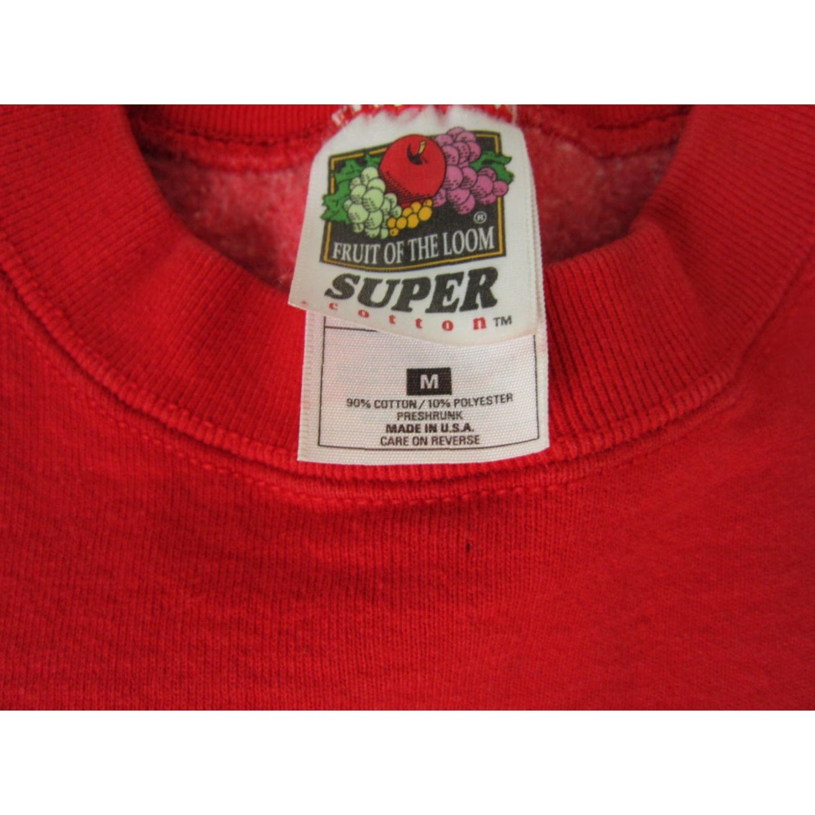 Fruit Of The Loom VINTAGE Fruit of the Loom Sweatshirt Mens M Red Heavyweight USA 90s Army Crew Neck Pullover Cotton Polyester Fleece Size US M / EU 48-50 / 2 - 4 Thumbnail