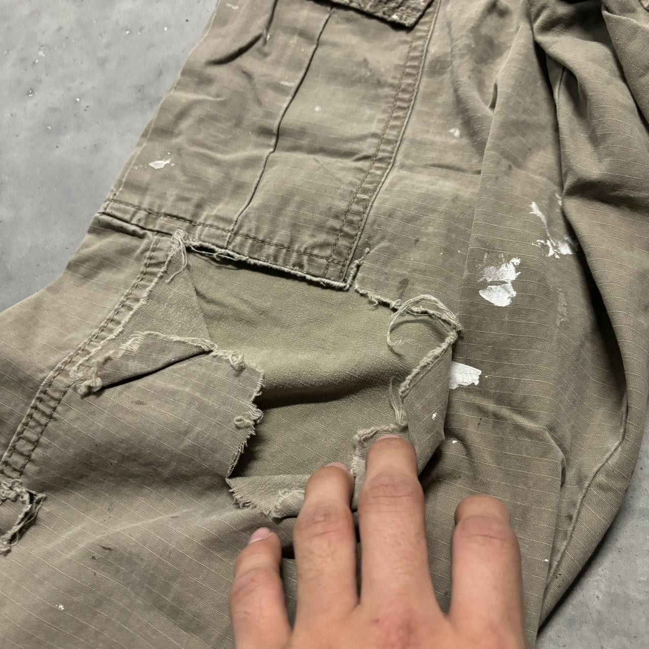 Japanese Brand × Vintage Crazy Vintage Y2K/2000s Baggy Khaki Skater Workwear Distressed Cargo Pants! Size US 36 / EU 52 - 7 Thumbnail