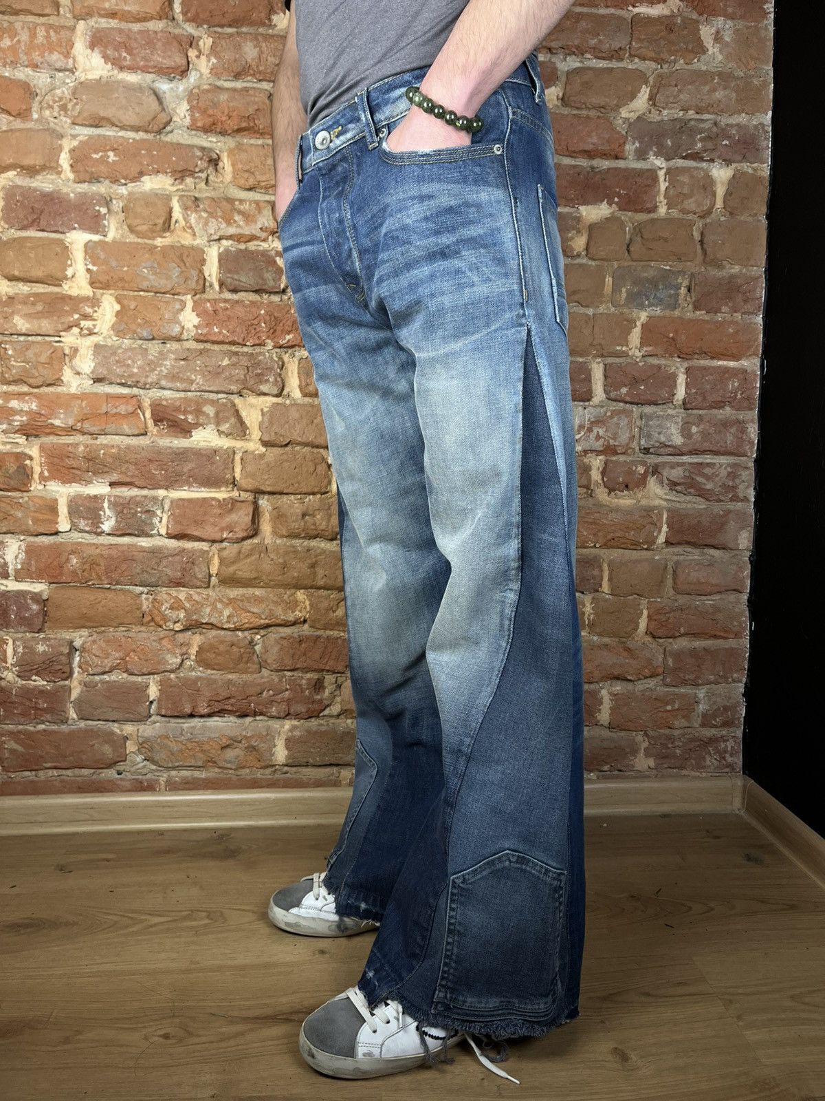 Handmade Reworked custom handmade jeans pants flared distressed style Size US 31 - 3 Thumbnail