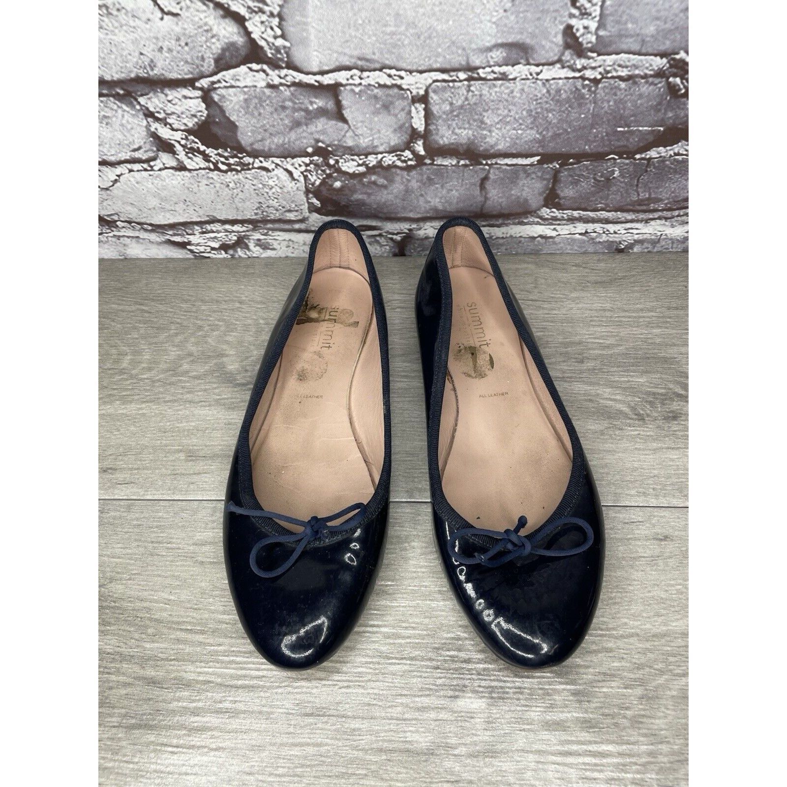 Summit Clothing Summit White Mountain Navy Blue Patent Bow Ballet Flats Wome Size US 8.5 / IT 38.5 - 1 Thumbnail