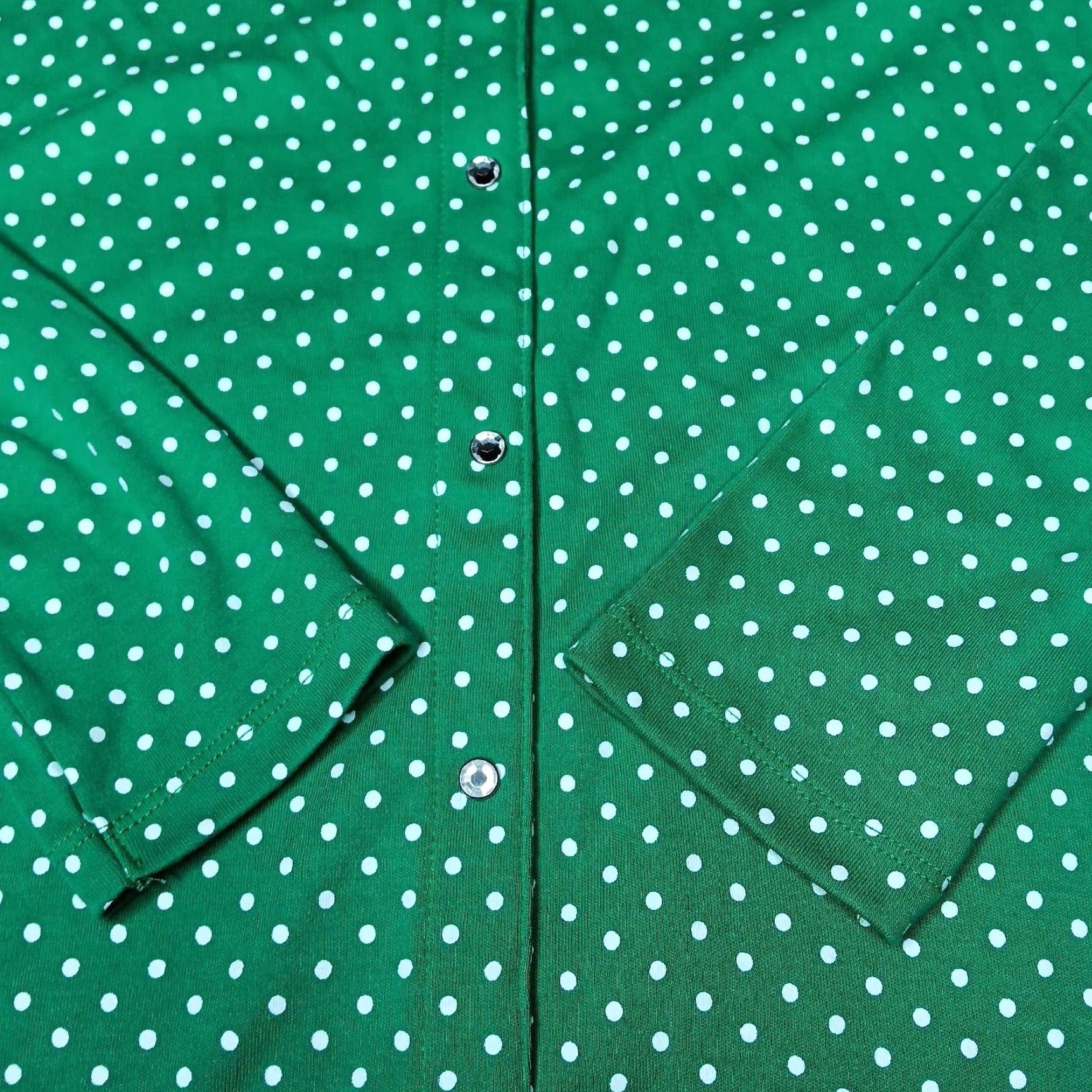Quacker Factory Quacker Factory Shirt Women XXS Green Polka Dot Snap Up Long Sleeve Cardigan NEW Size XXS / US 00 / IT 34 - 3 Thumbnail