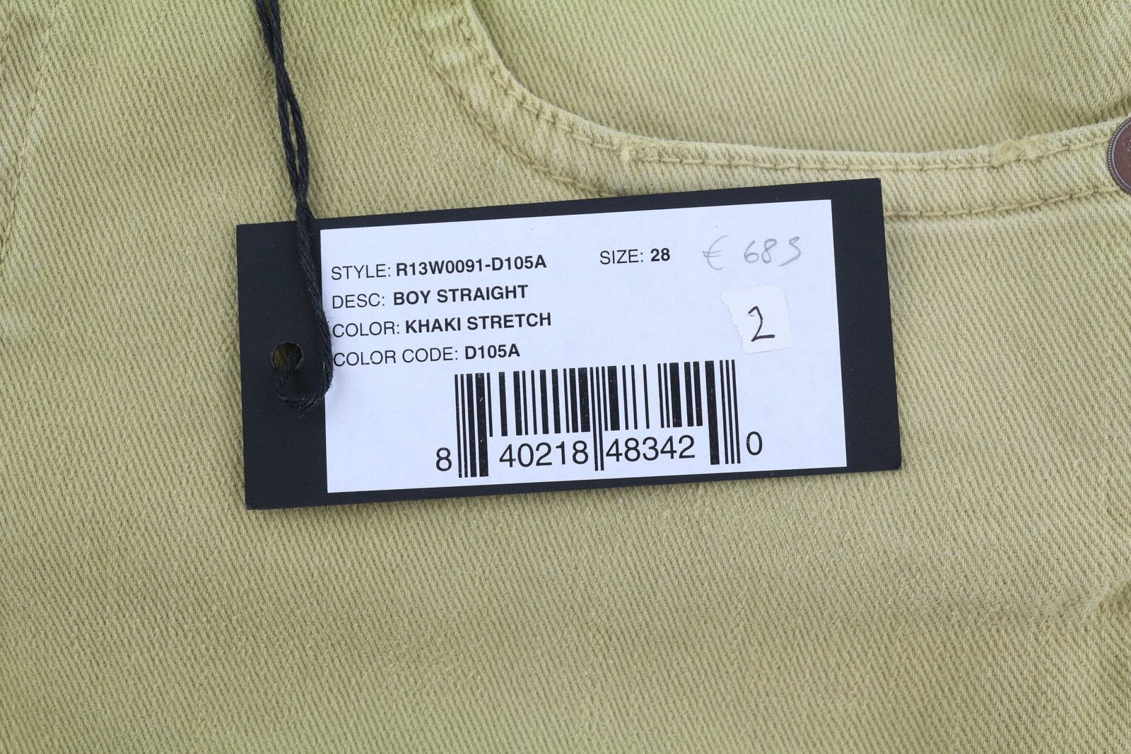 R13 BOY STRAIGHT 28 Khaki Stretchy Faded Ankle Casual 86300 Size 28" / US 6 / IT 42 - 8 Thumbnail