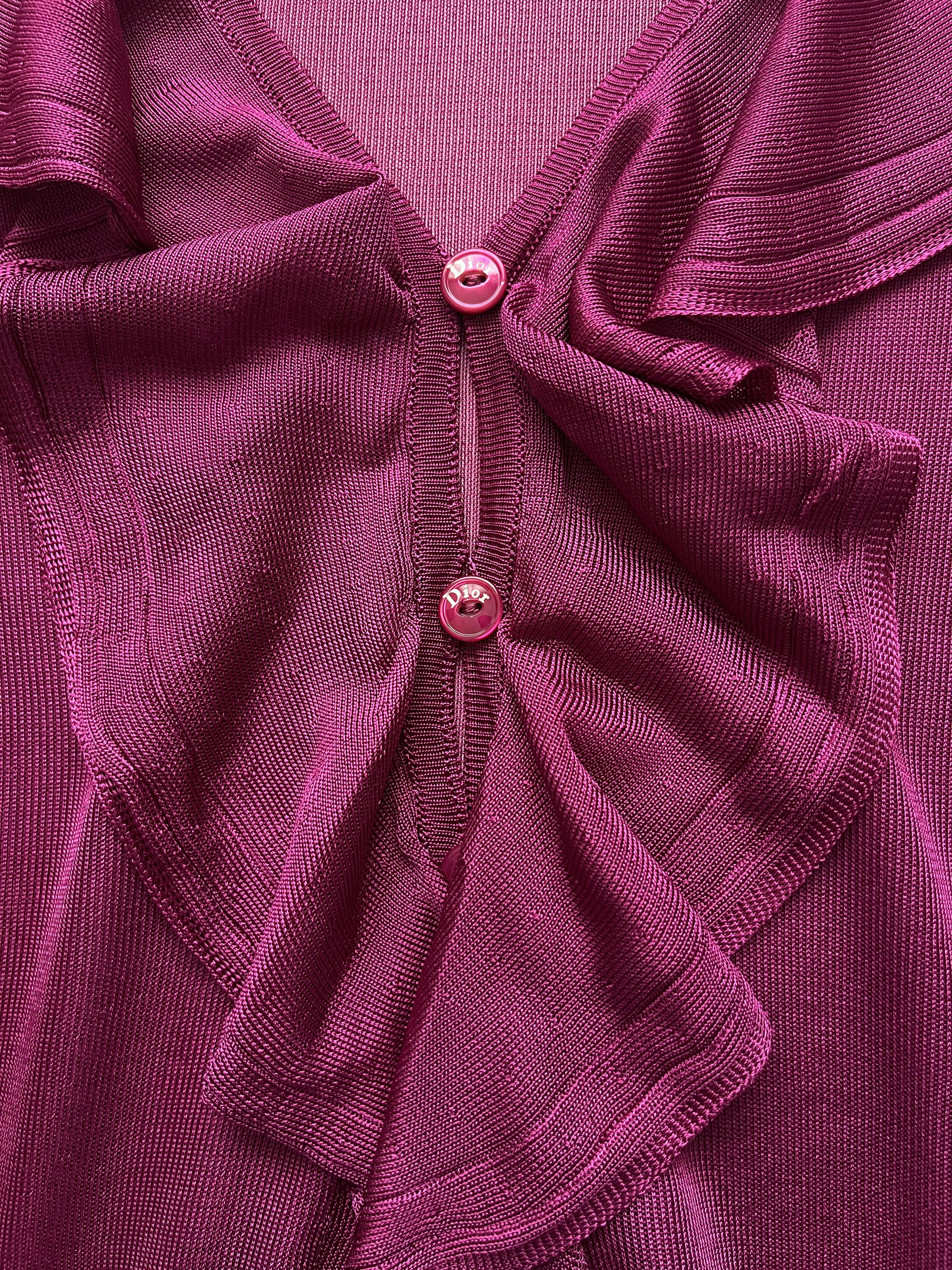 Dior ⚡️QUICK SALE⚡️2008 Dior Galliano Fuchsia Sheer Ruffled Top Size M / US 6-8 / IT 42-44 - 7 Thumbnail