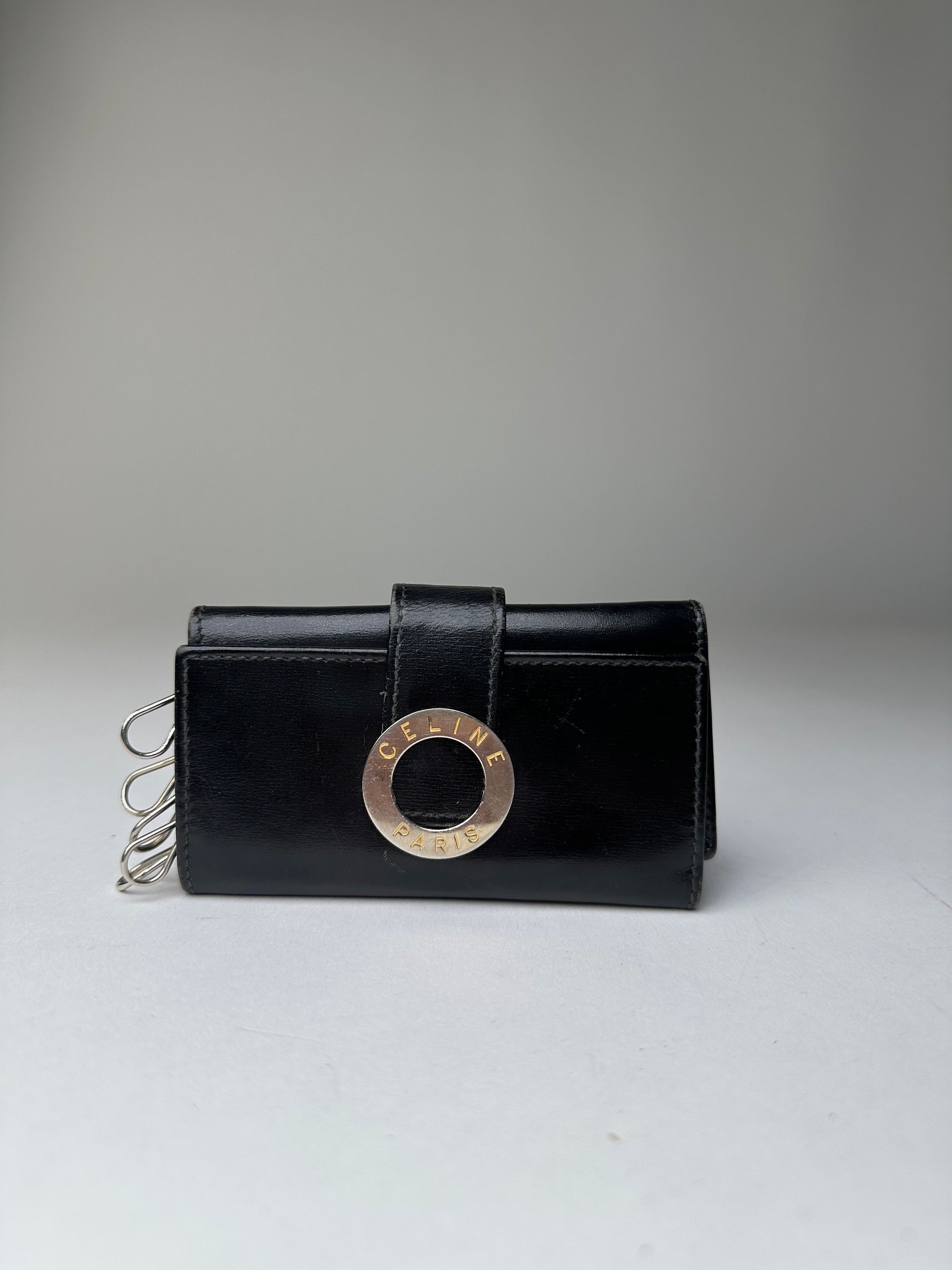Celine Vintage Paris Leather Key Holder Black Size ONE SIZE - 1 Thumbnail