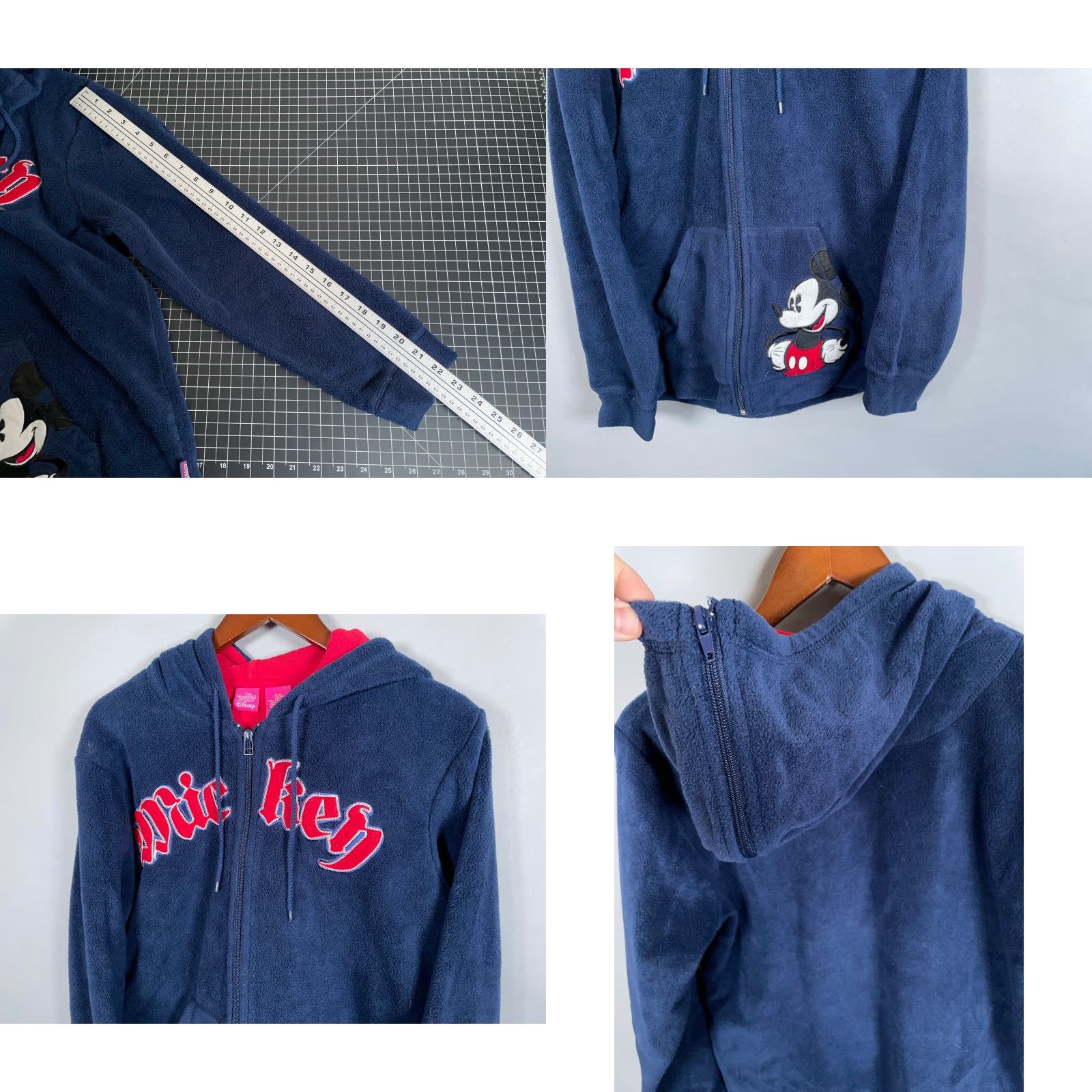 Disney Disney Mickey Mouse Fleece Zip Up Hoodie Women's Large Dark Blue Embroidered Size L / US 10 / IT 46 - 8 Thumbnail