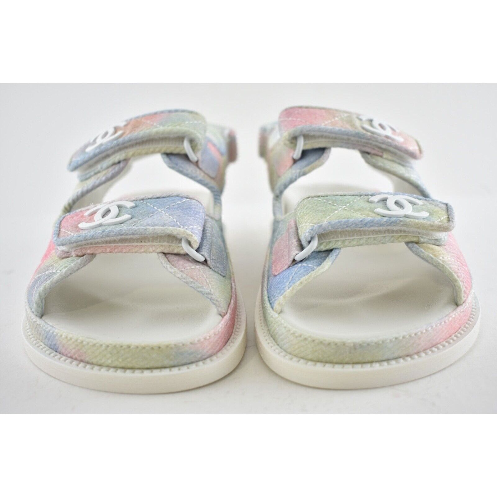 Chanel Chanel 22C Green Pink Blue White CC Logo Mule Slide Strap Size US 9 / IT 39 - 6 Thumbnail