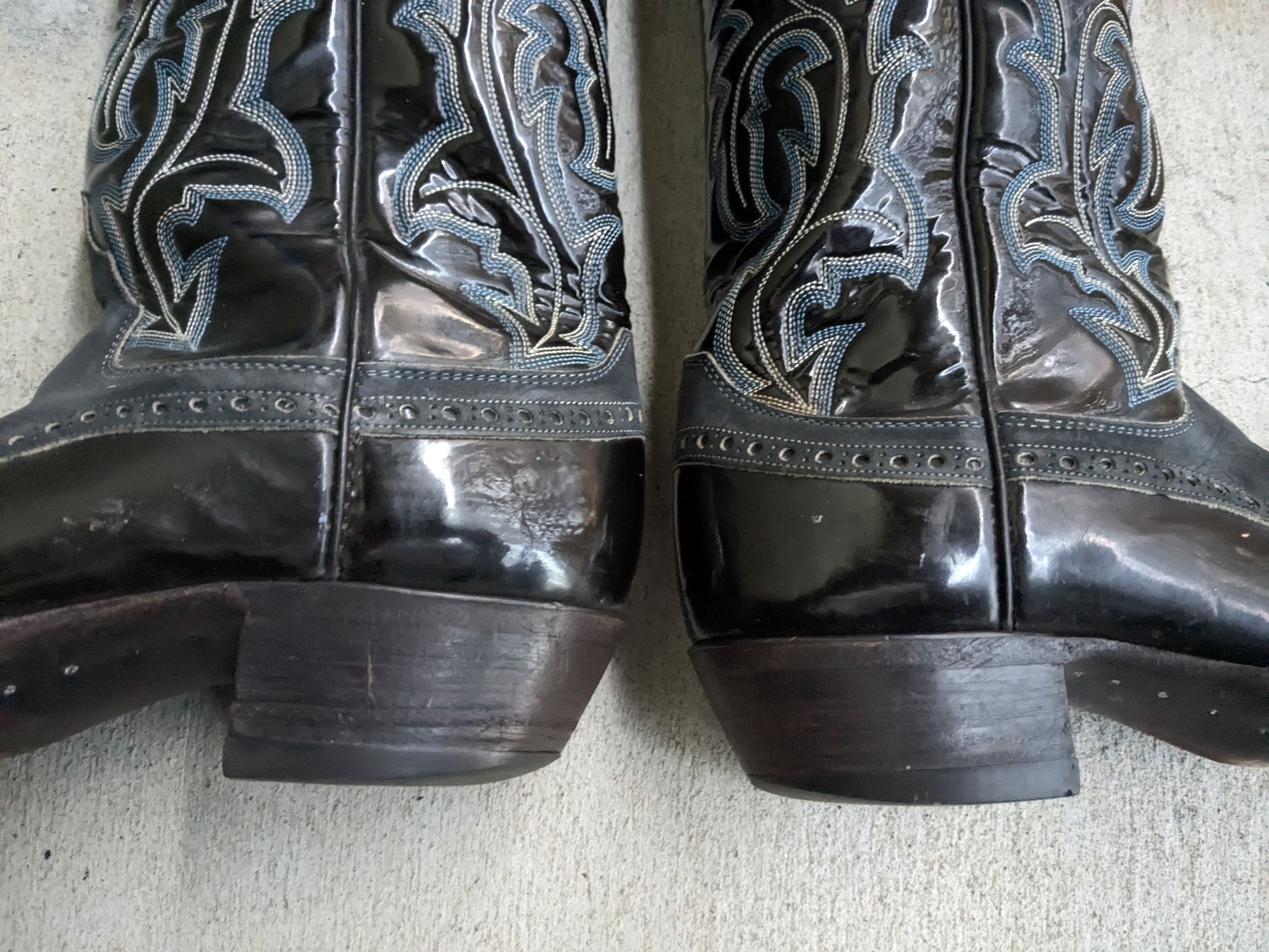 Justin Boots Vintage Justin Cowboy Boots Leather Black Blue 9 D Western Size US 9 / EU 42 - 7 Thumbnail