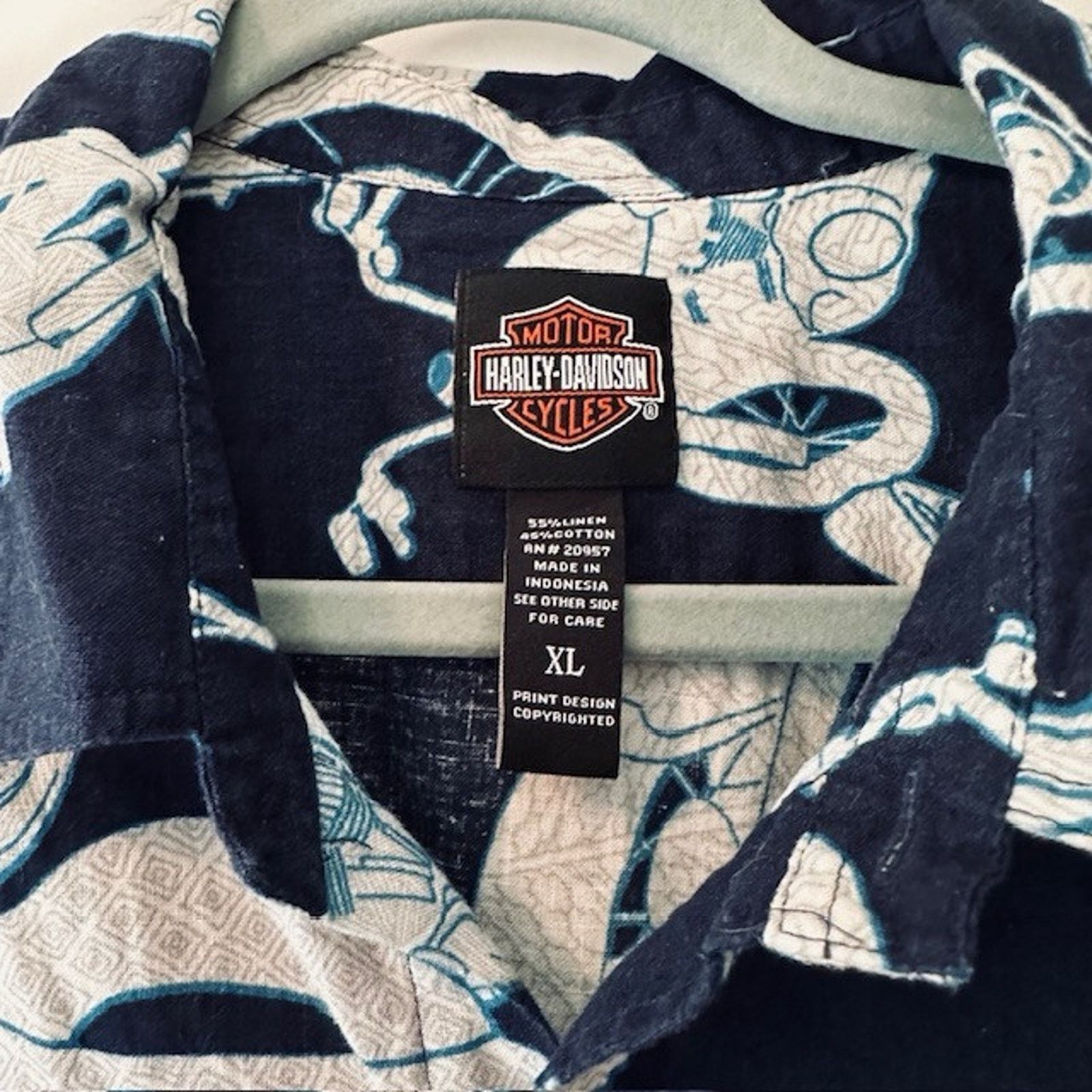 Harley Davidson Harley Davidson Motorcycle Shirt Hawaiian Men XL Blue/Gray Size US XL / EU 56 / 4 - 2 Thumbnail
