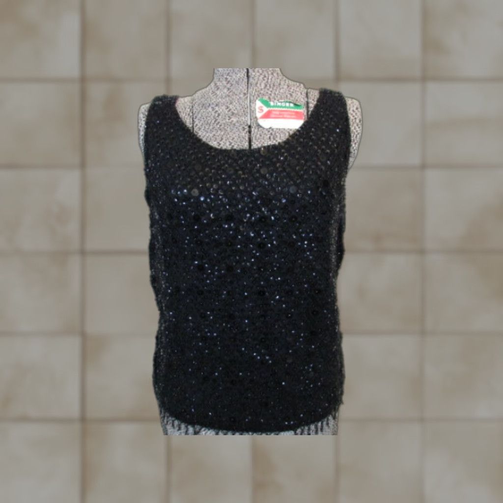 Vintage VINTAGE Penrose Blouse Shirt Women 40 Black Round Neck Short Sleeve Rhinestone 1920s 30s 40s Women's Mens Girls Size S / US 4 / IT 40 - 1 Thumbnail