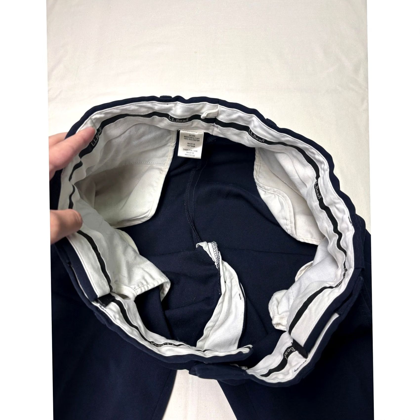 Vintage L.L.Bean Mens Navy Polyester Dress Pants - Waist 36" - 30" - Zip Size US 36 / EU 52 - 4 Thumbnail