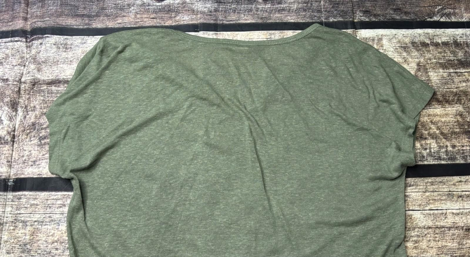 Other Caslon Top Womens S Linen Blend Short Sleeve Green Keyhole Size S / US 4 / IT 40 - 6 Thumbnail