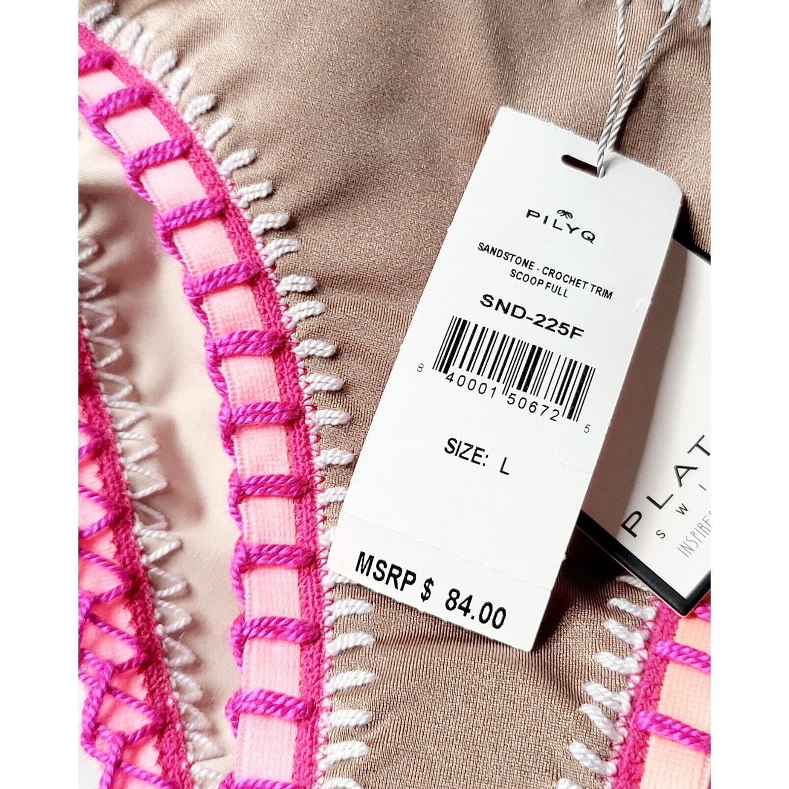 Other NWT PILYQ Platinum Crochet Trim Bikini Bottom Sandstone LG Size ONE SIZE - 3 Thumbnail