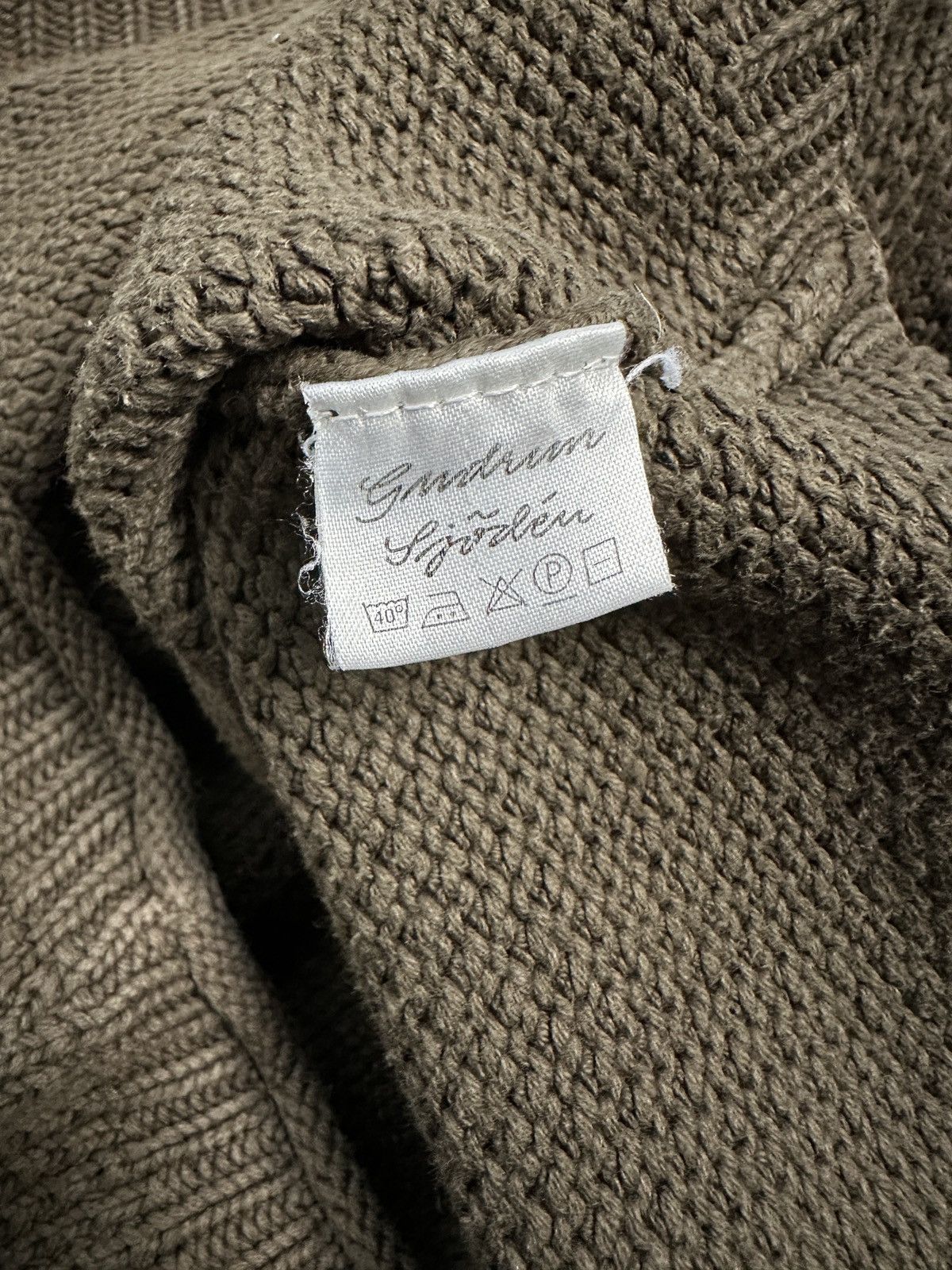 Gudrun Sjoden GUDRUN SJODEN V-Neck Chunky Knit Cotton Khaki Green Sweater Size S / US 4 / IT 40 - 8 Thumbnail