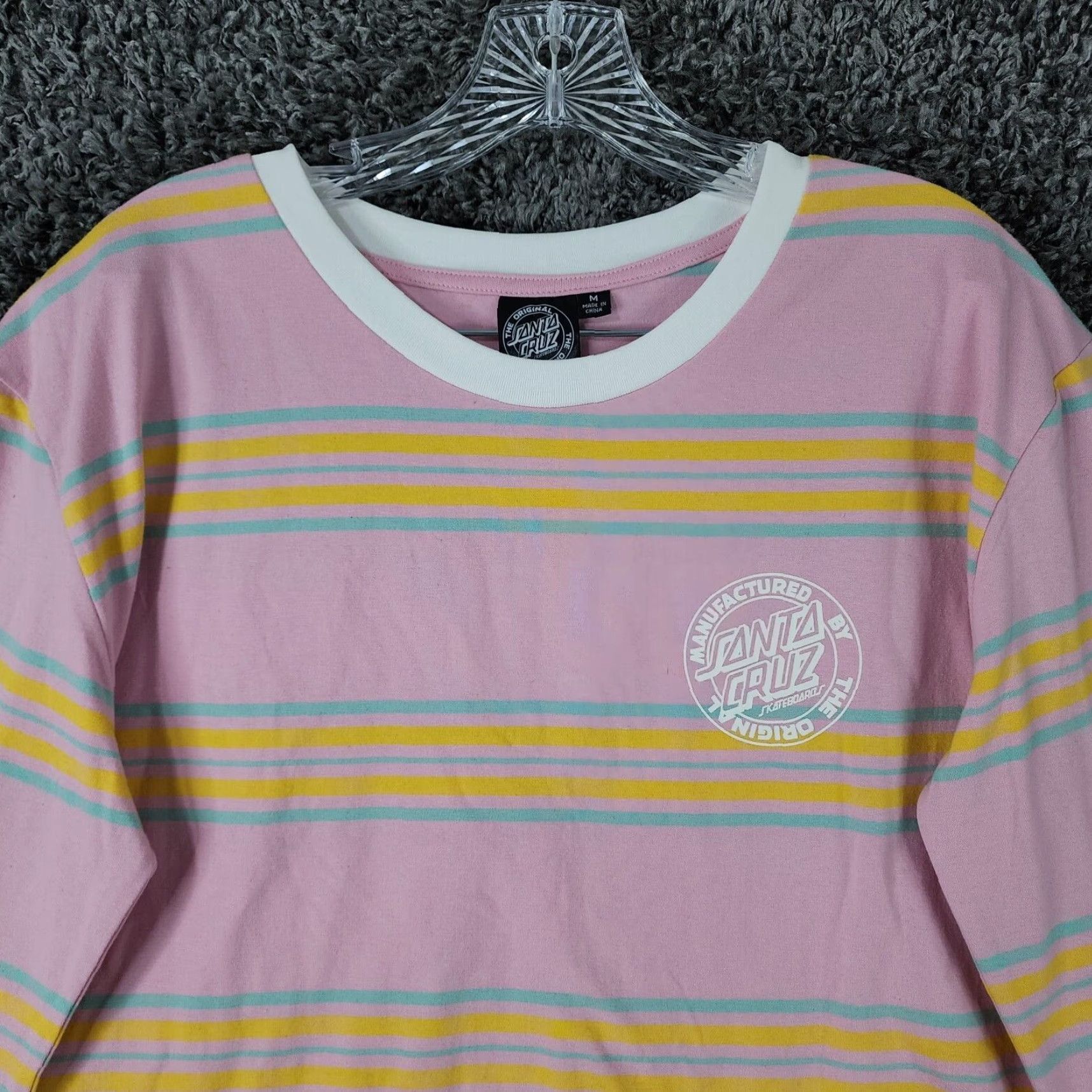 Vintage Santa Cruz Pink Striped Long Sleeve Graphic Mens T-Shirt Size M Size US M / EU 48-50 / 2 - 3 Thumbnail