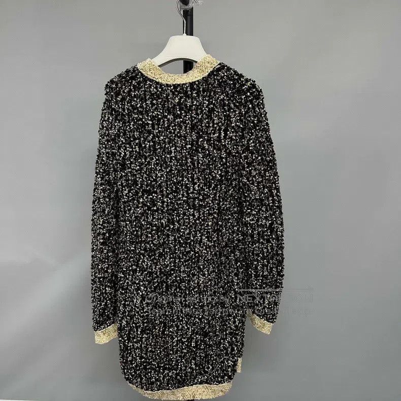 Chanel Chanel Tweed Egyptian gold silk knitted coat Size XS / US 0-2 / IT 36-38 - 2 Thumbnail