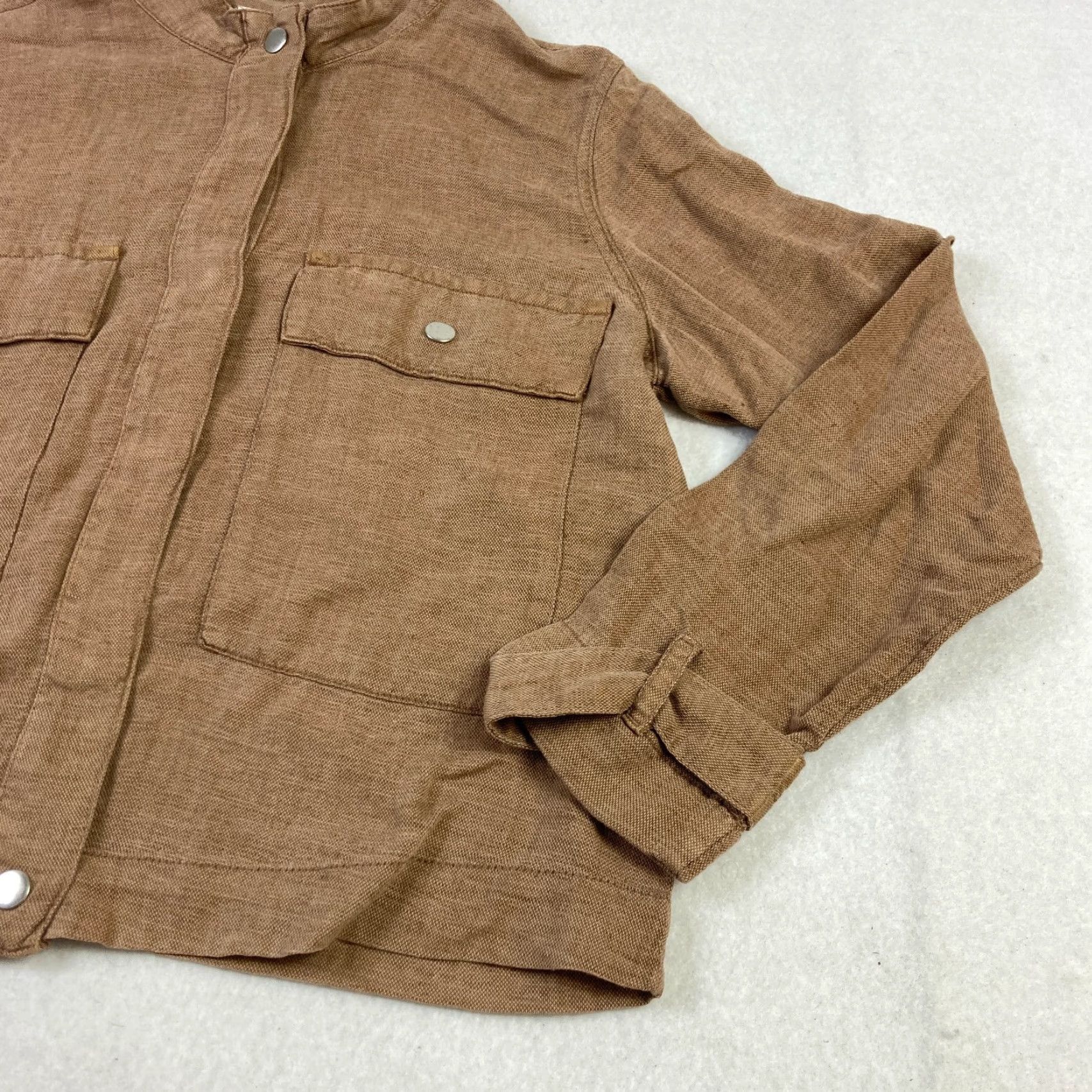 Nicole Miller Nicole Miller New York Linen Jacket Women's Medium Brown Full Zip Long Sleeve Size M / US 6-8 / IT 42-44 - 3 Thumbnail