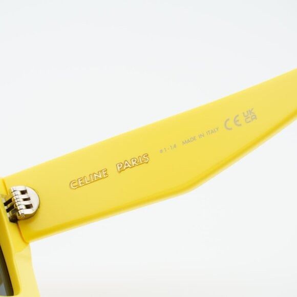 Celine Celine CL40214U 39A Sunglasses Yellow Rectangle Frame, Grey Size ONE SIZE - 8 Thumbnail