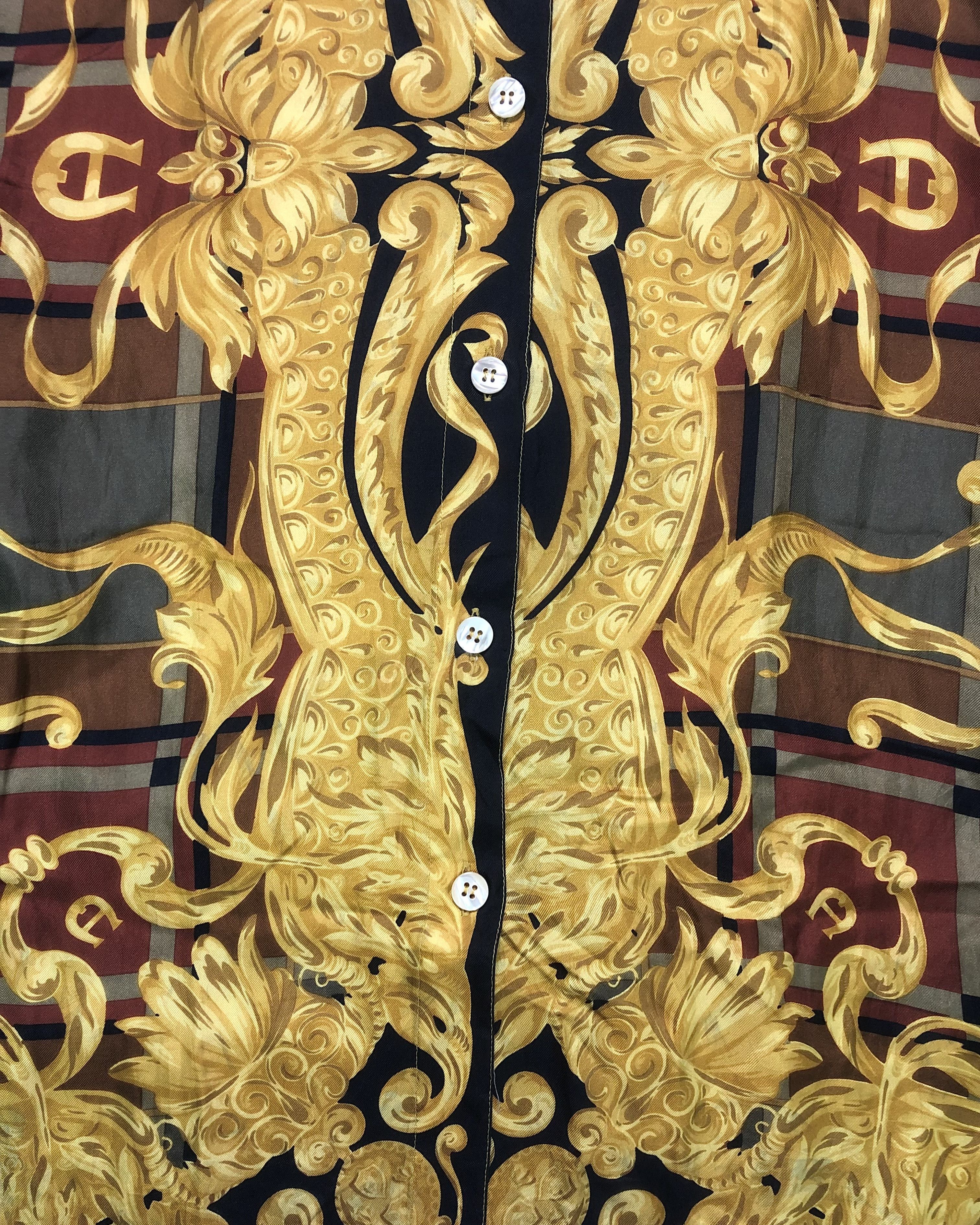 Etienne Aigner 80s Etienne Aigner Silk Goldie Baroque Prints. Size S / US 4 / IT 40 - 4 Thumbnail