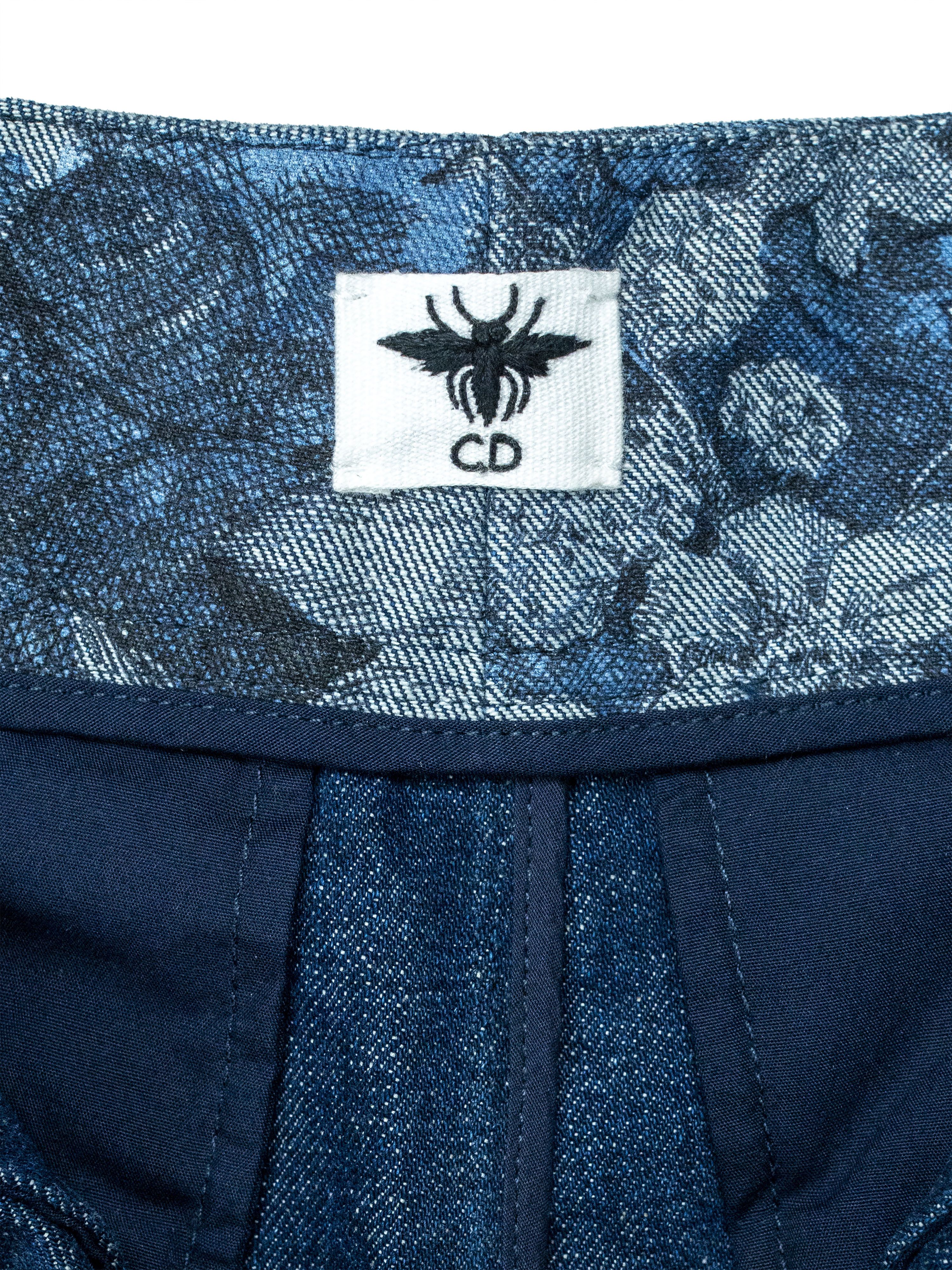 Dior Christian Dior Blue Overall Botanical Printed Denim Shorts Size 25" / US 0 / IT 36 - 7 Thumbnail
