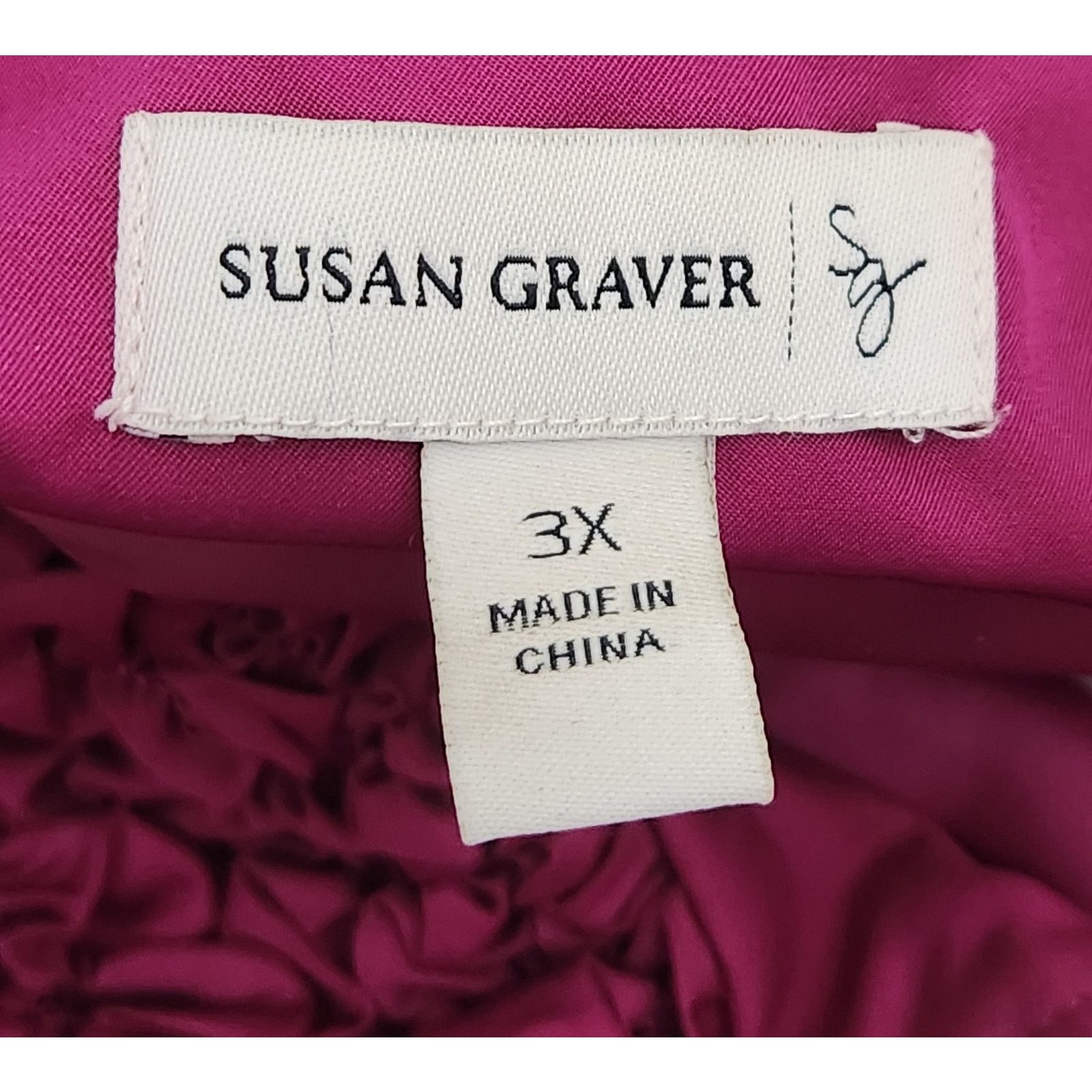 Other Susan Graver Fuchsia Puckered Collar Full Zip Jacket 3X Size 3XL / US 20-22 - 6 Thumbnail