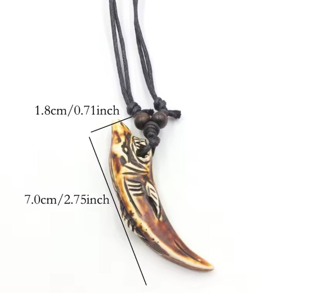 Japanese Brand × Vintage Shark Tooth Design Pendant Bead Necklace Size ONE SIZE - 2 Thumbnail