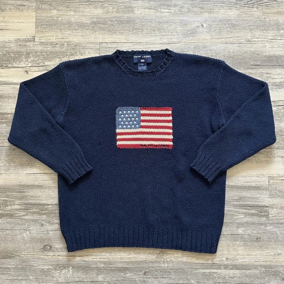 Polo Ralph Lauren Vintage Polo Sport Ralph Lauren American Flag Knit Sweater Size US L / EU 52-54 / 3 - 1 Thumbnail