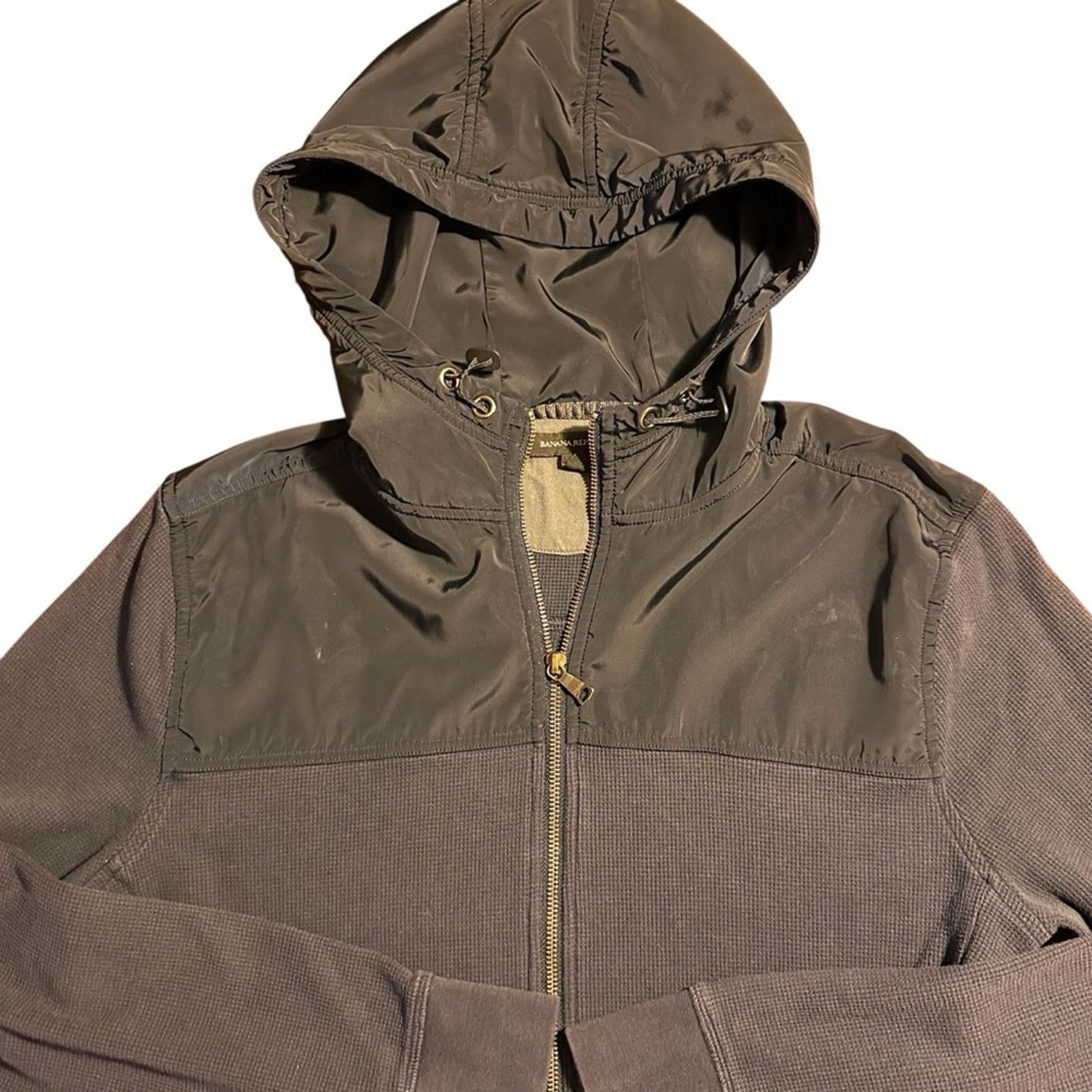 Banana Republic Banana Republic Hooded Full Zip Waffle Knit Jacket - Blue Size US L / EU 52-54 / 3 - 3 Thumbnail