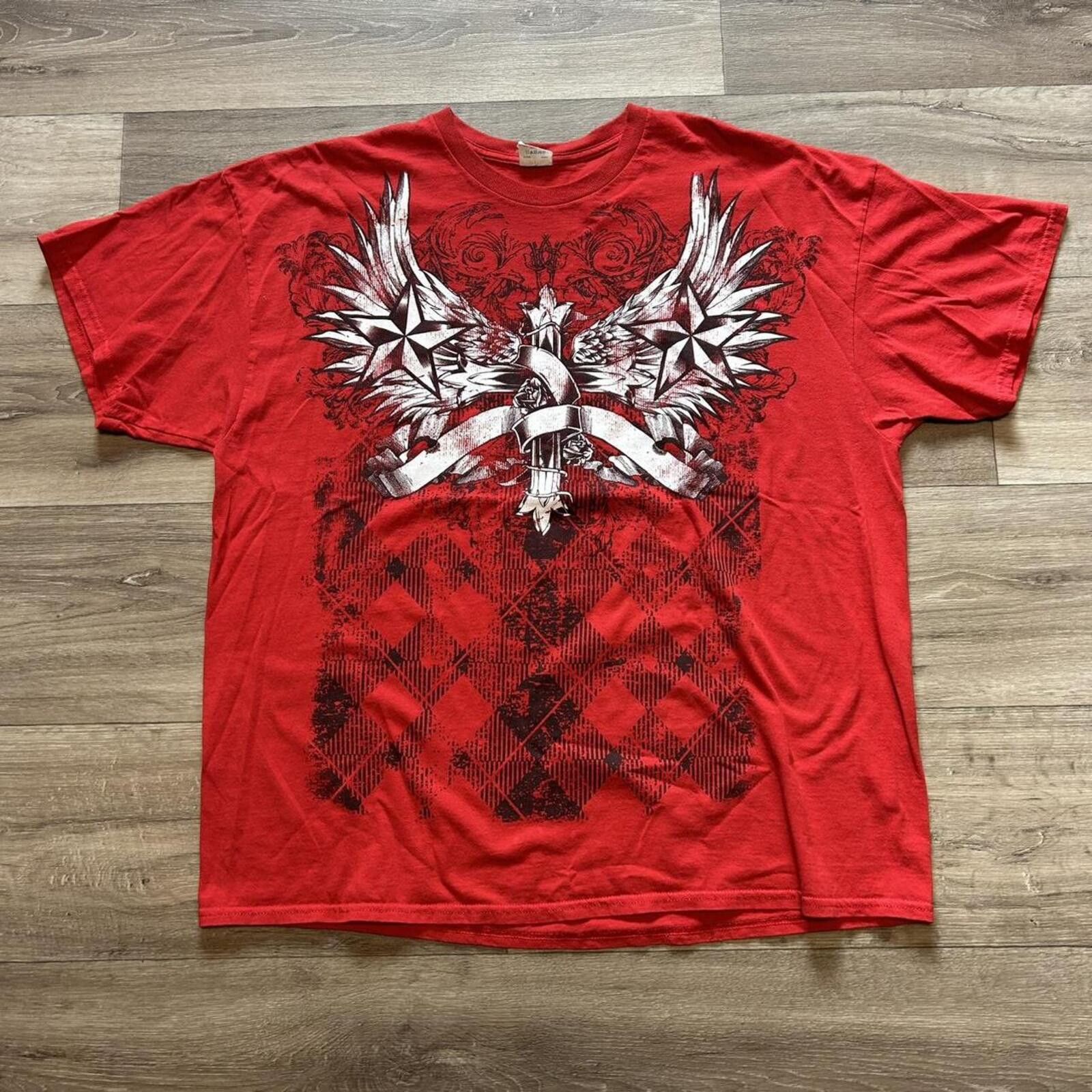Affliction Vintage Y2K Red affliction style tee wings cross design XXL Size US XXL / EU 58 / 5 - 1 Thumbnail