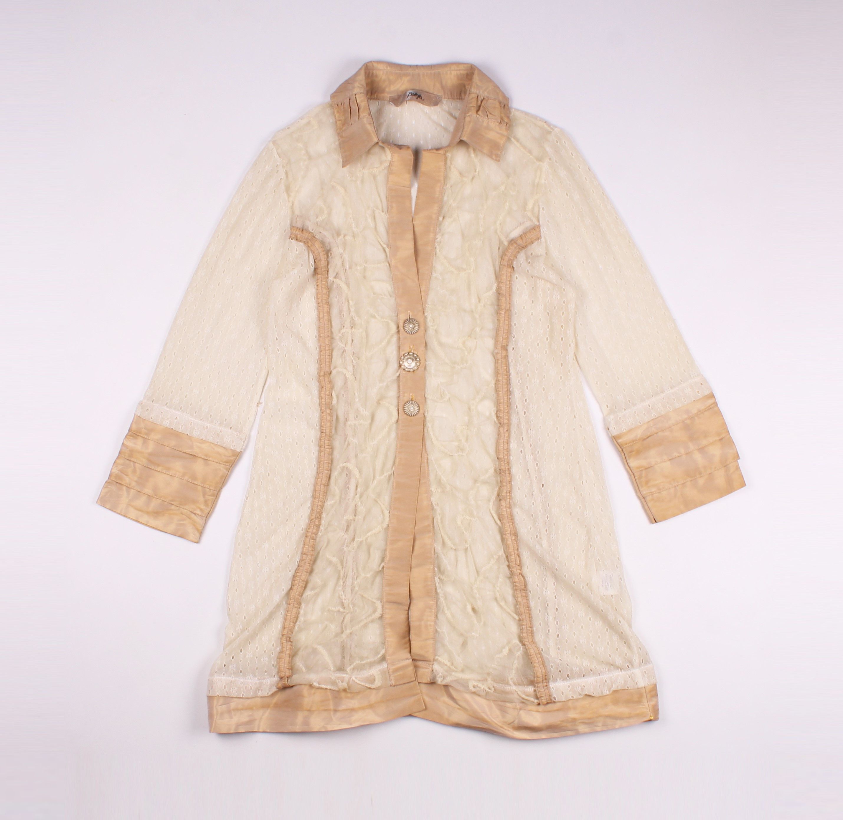 Vintage Vintage Bottega Mesh Cottage Fairy Y2K Long Blouse Cardigan Size L / US 10 / IT 46 - 4 Thumbnail