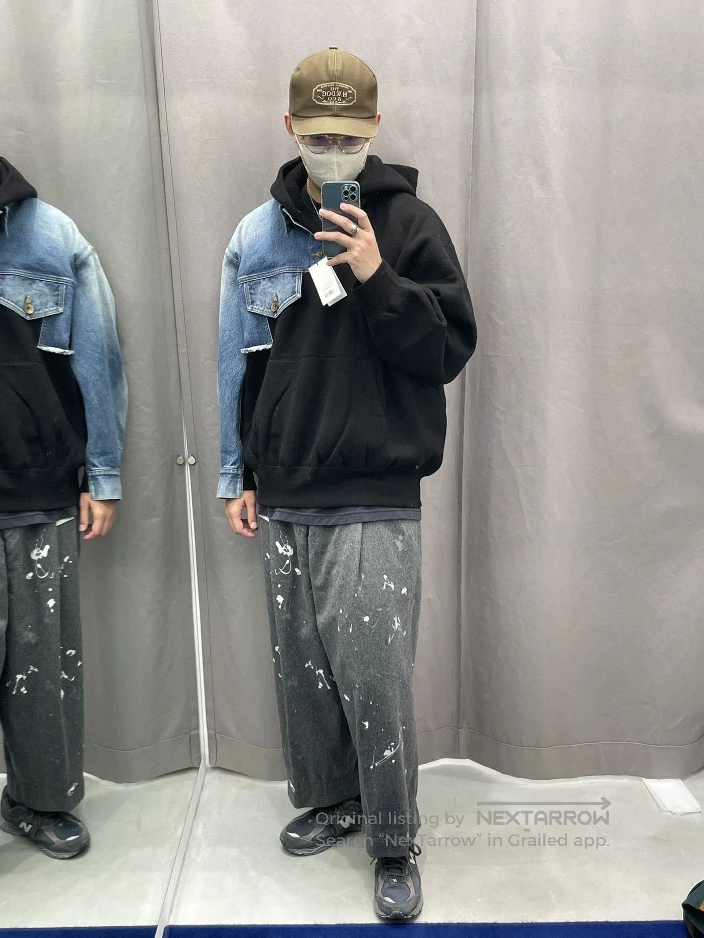 Kolor stylish black denim hoodie with blue patch. Size US M / EU 48-50 / 2 - 1 Thumbnail