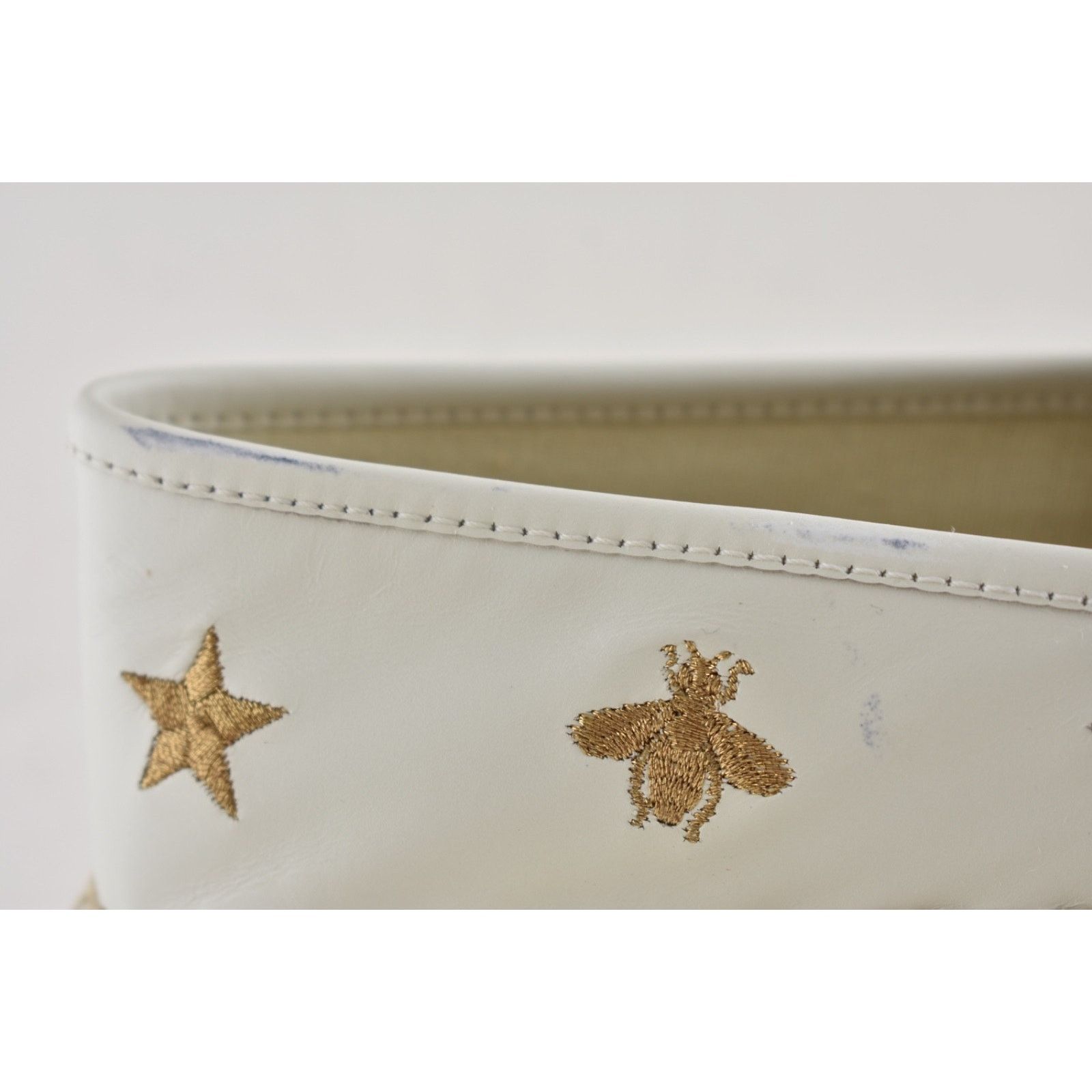Gucci Gucci Pilar White Leather Gold Bee Star Embroidered Logo Size US 7 / IT 37 - 13 Thumbnail